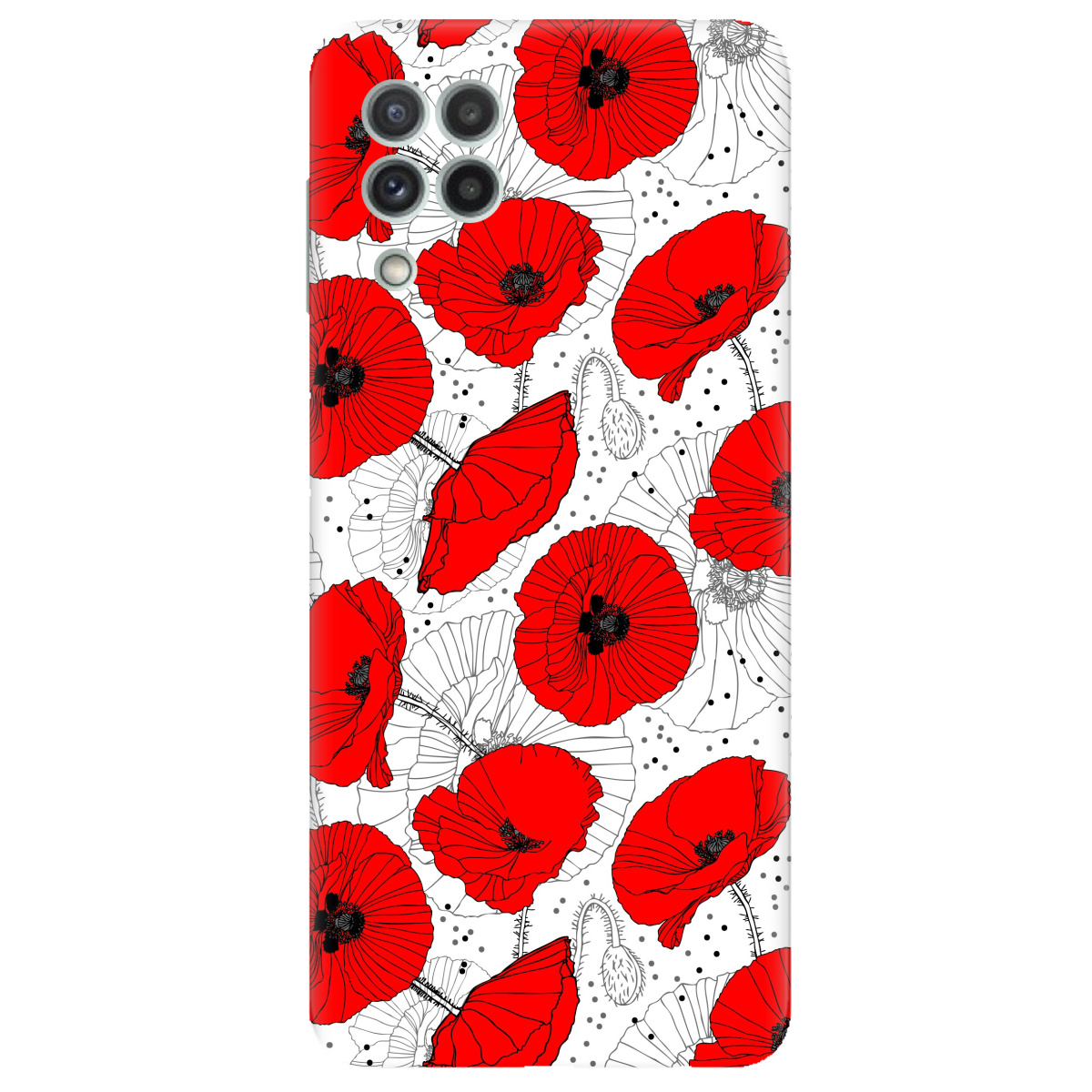 Чохол для Samsung Galaxy A22 4G прозорий Red flower - фото 1 - Чохли для телефонів