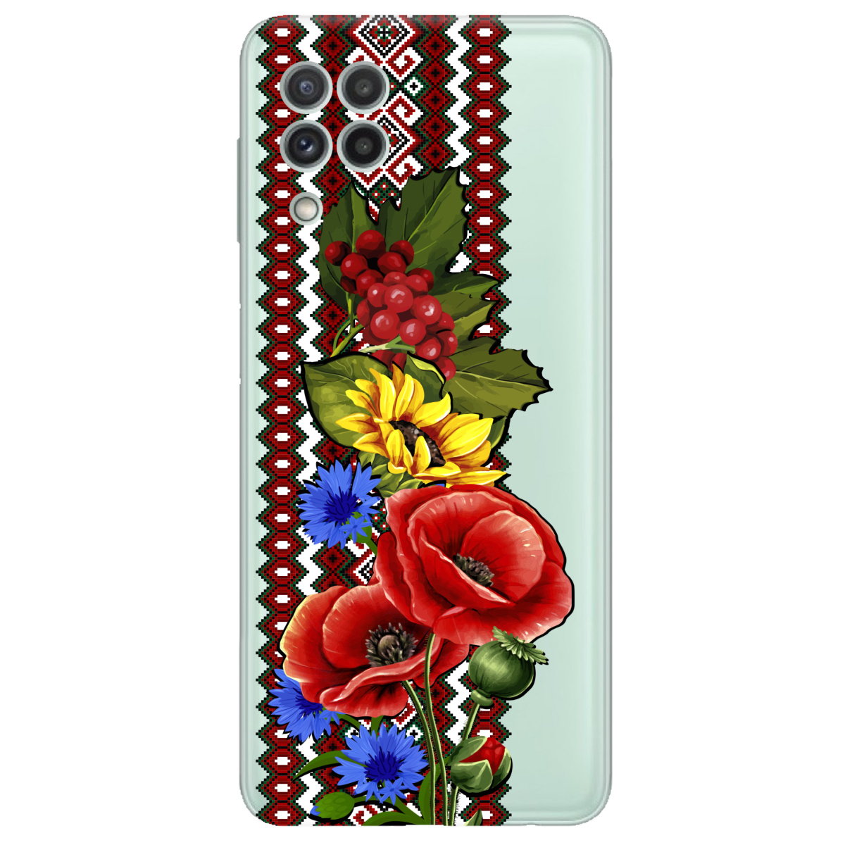 Чохол для Samsung Galaxy A22 4G прозорий Ukraine ornament - фото 1 - Чохли для телефонів