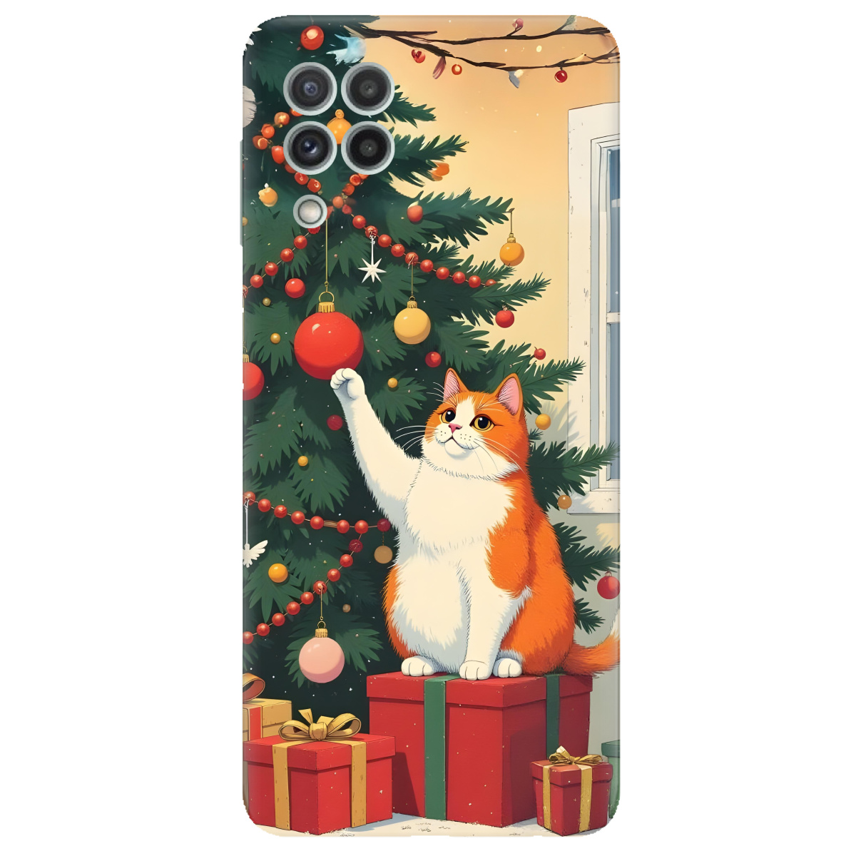 Чохол для Samsung Galaxy A22 4G прозорий Christmas Cat - фото 1 - Чохли для телефонів