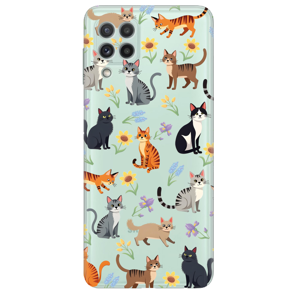 Чехол для Samsung Galaxy A22 4G прозрачный Blooming Kittens - фото 1 - Чехлы для телефонов