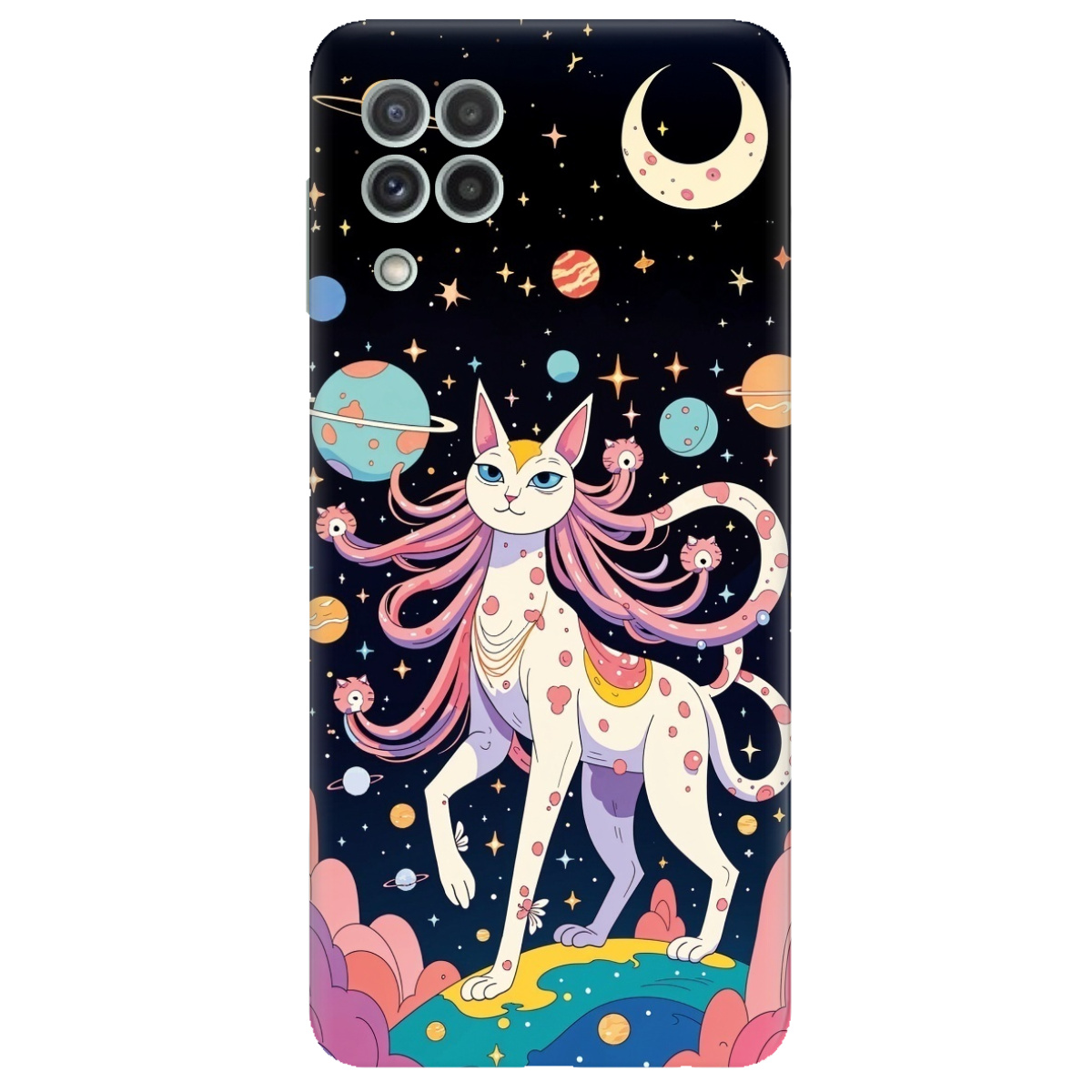 Чехол для Samsung Galaxy M32 прозрачный Cosmic Cat - фото 1 - Чехлы для телефонов