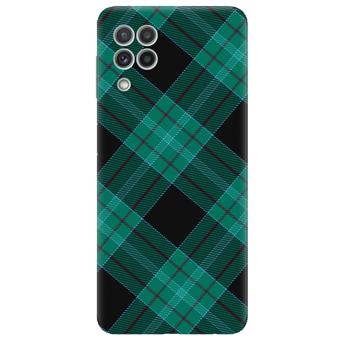 Чохол для Samsung Galaxy M22 прозорий Зелений тартан - фото 1 - Чохли для телефонів