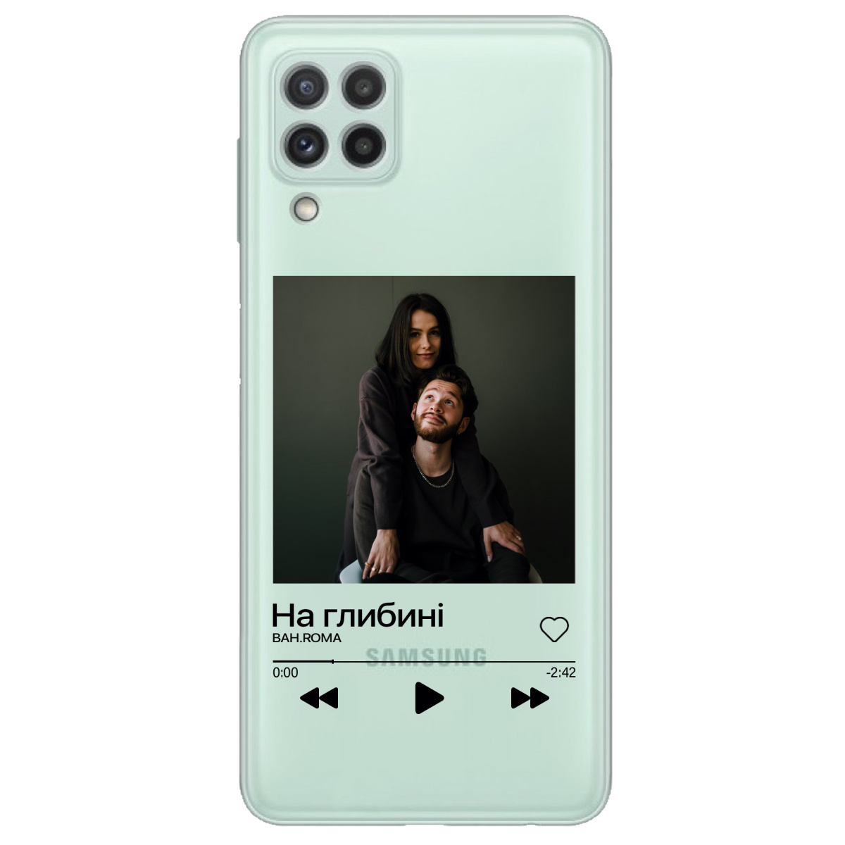 Чехол для Samsung Galaxy A22 4G прозрачный З ВАШИМ ФОТО "НАША ПІСНЯ" - фото 1 - Чехлы для телефонов