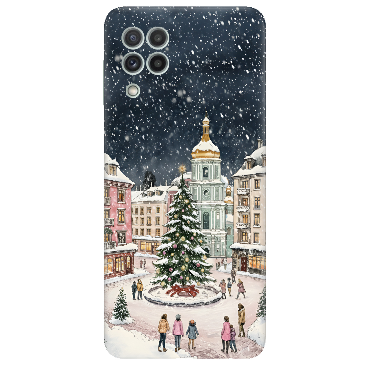 Чохол для Samsung Galaxy M32 прозорий Новорічне місто - фото 1 - Чохли для телефонів