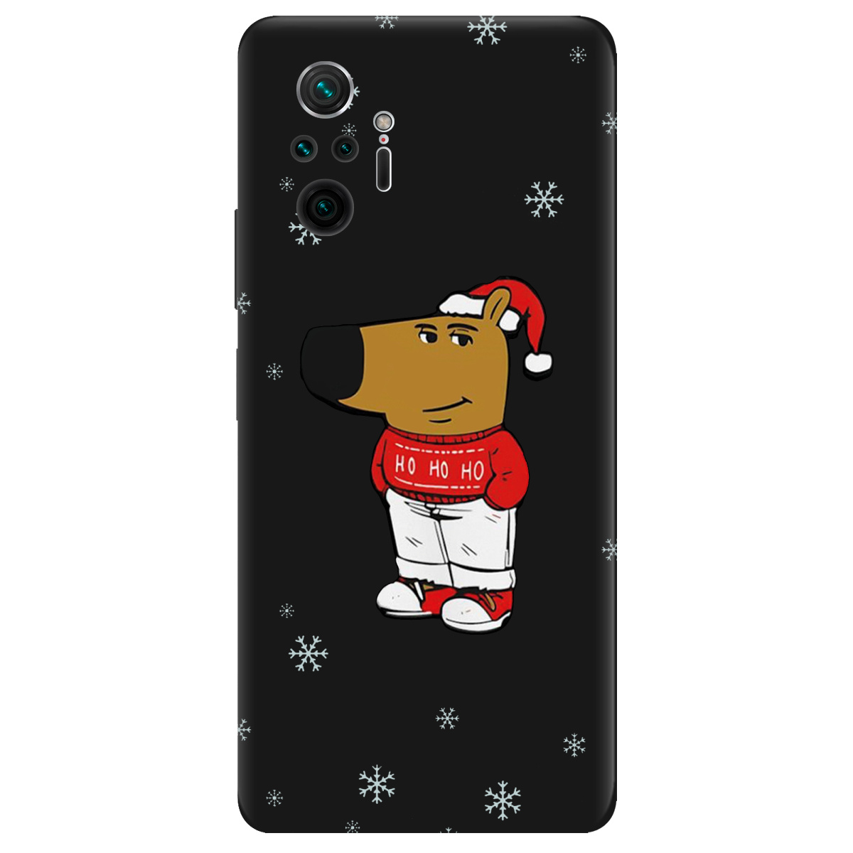 Чехол для Xiaomi Redmi Note 10 Pro черный матовый soft touch Chill Guy Santa - фото 1 - Чехлы для телефонов