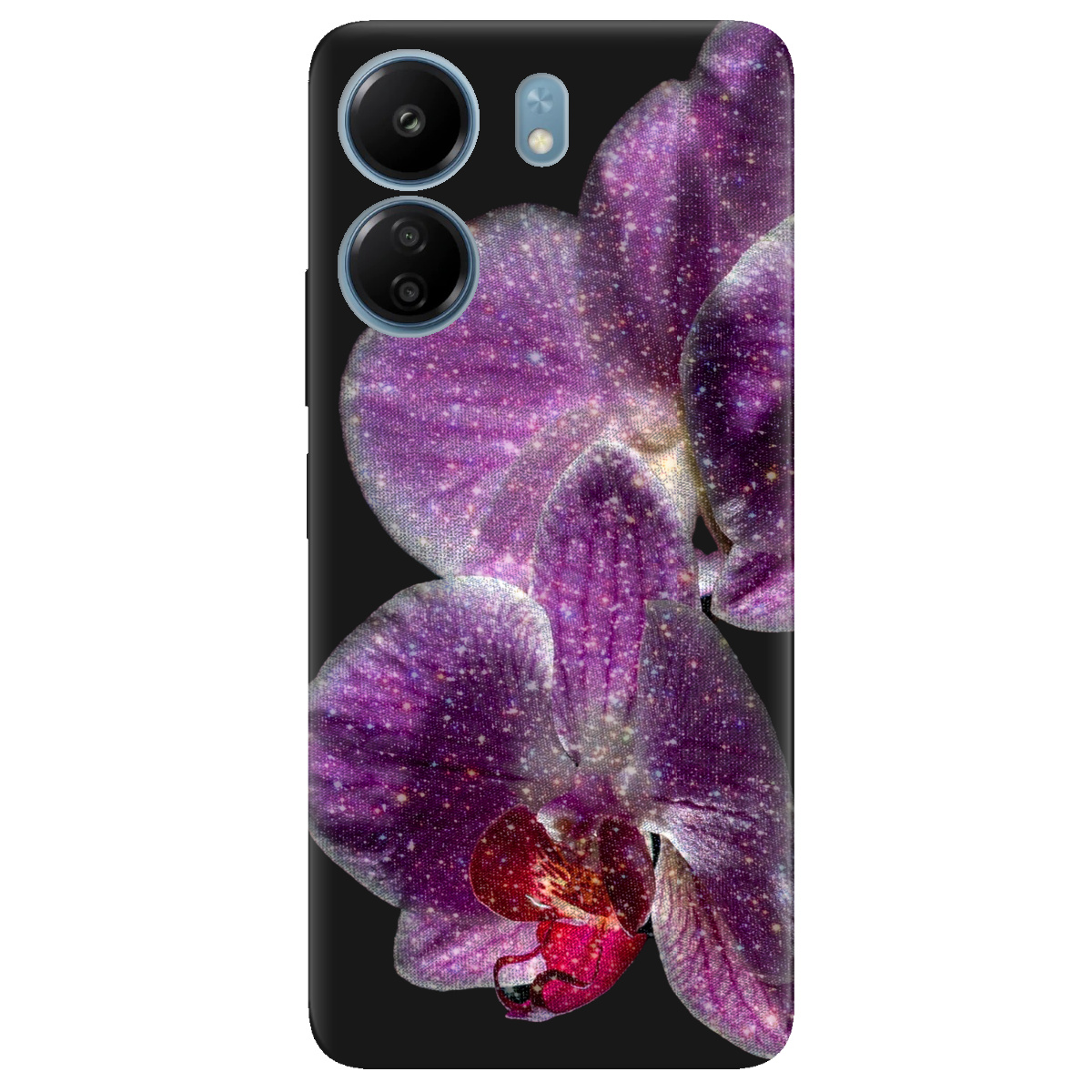 Чохол для Xiaomi Redmi 13C 4G чорний матовий soft touch Чарівна орхідея - фото 1 - Чохли для телефонів
