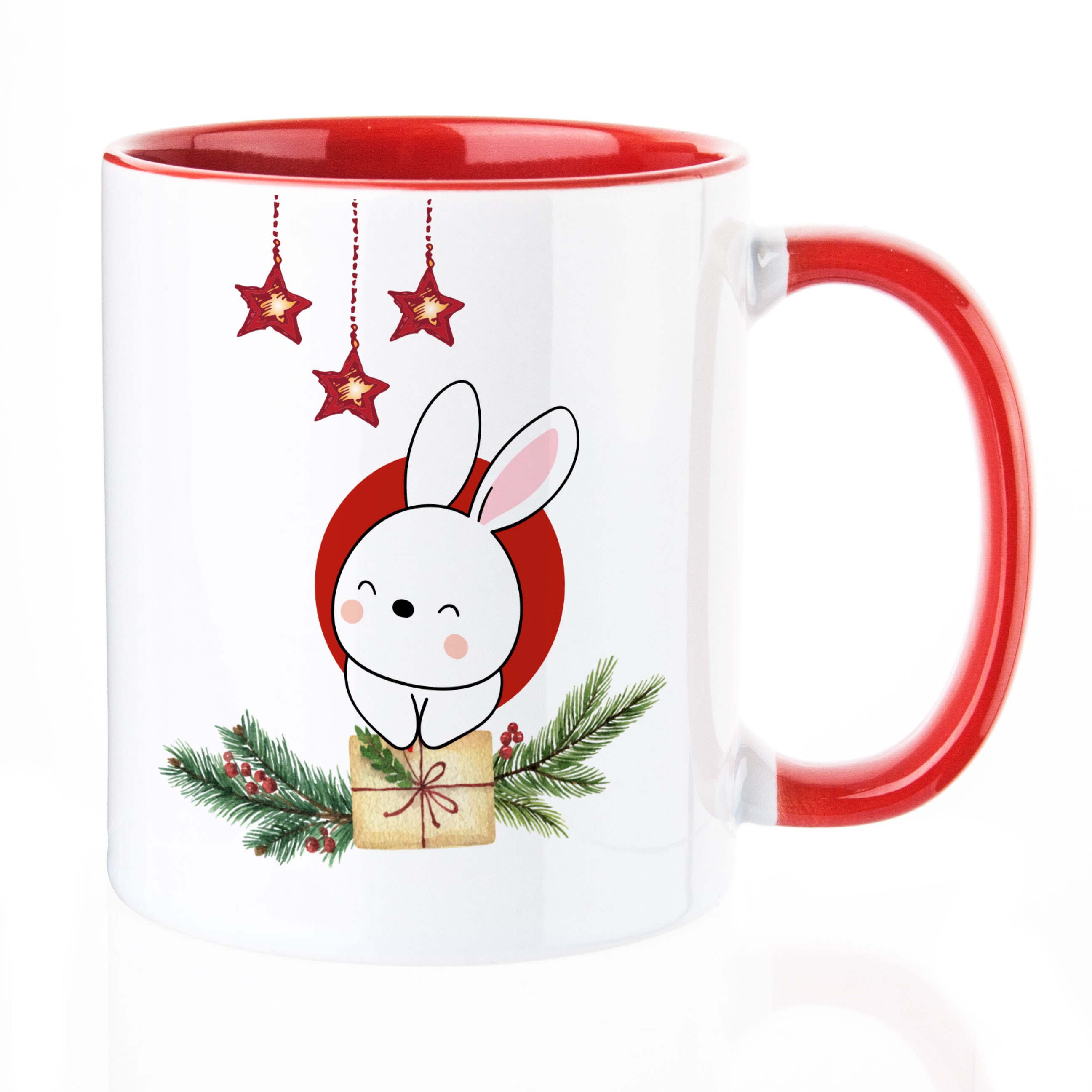 Чашка з червоною ручкою, червона всередині (330 мл) Горнятко матусі - фото 1 - Чашки