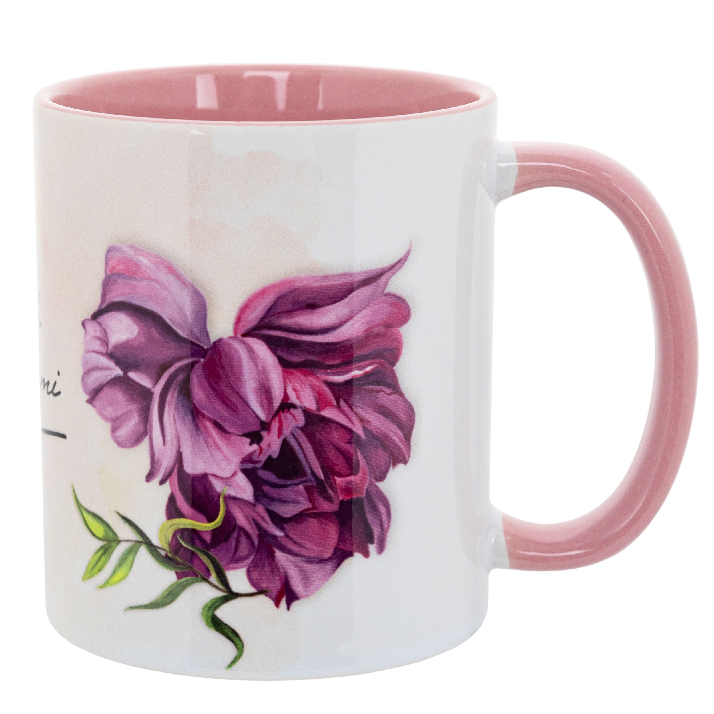 Кружка с розовой ручкой, розовая внутри (330 мл) Для матусі - фото 1 - Кружки