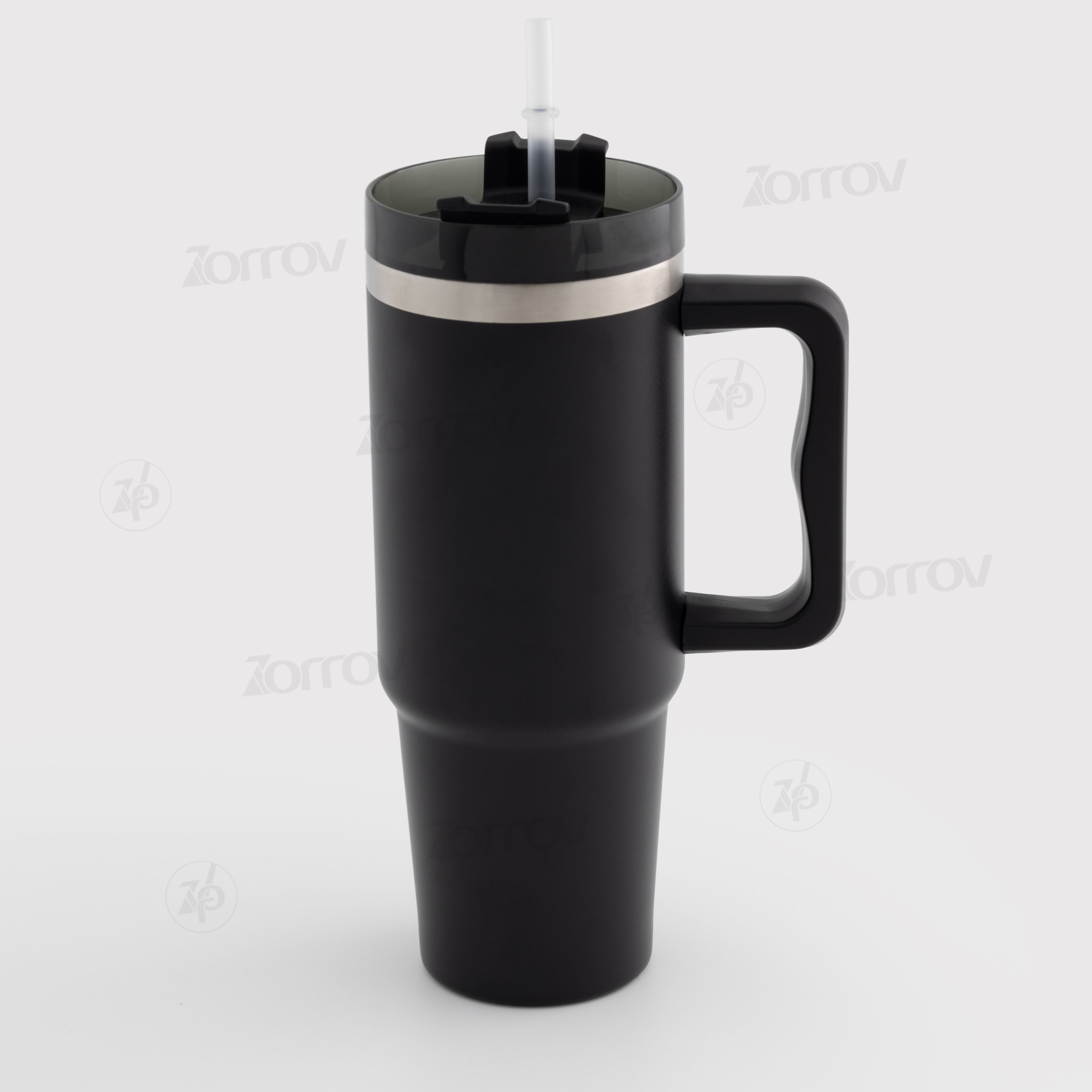 Термочашка чорна з чорною ручкою матова (900 мл) - фото 1 - Термочашки, термоси, фляги