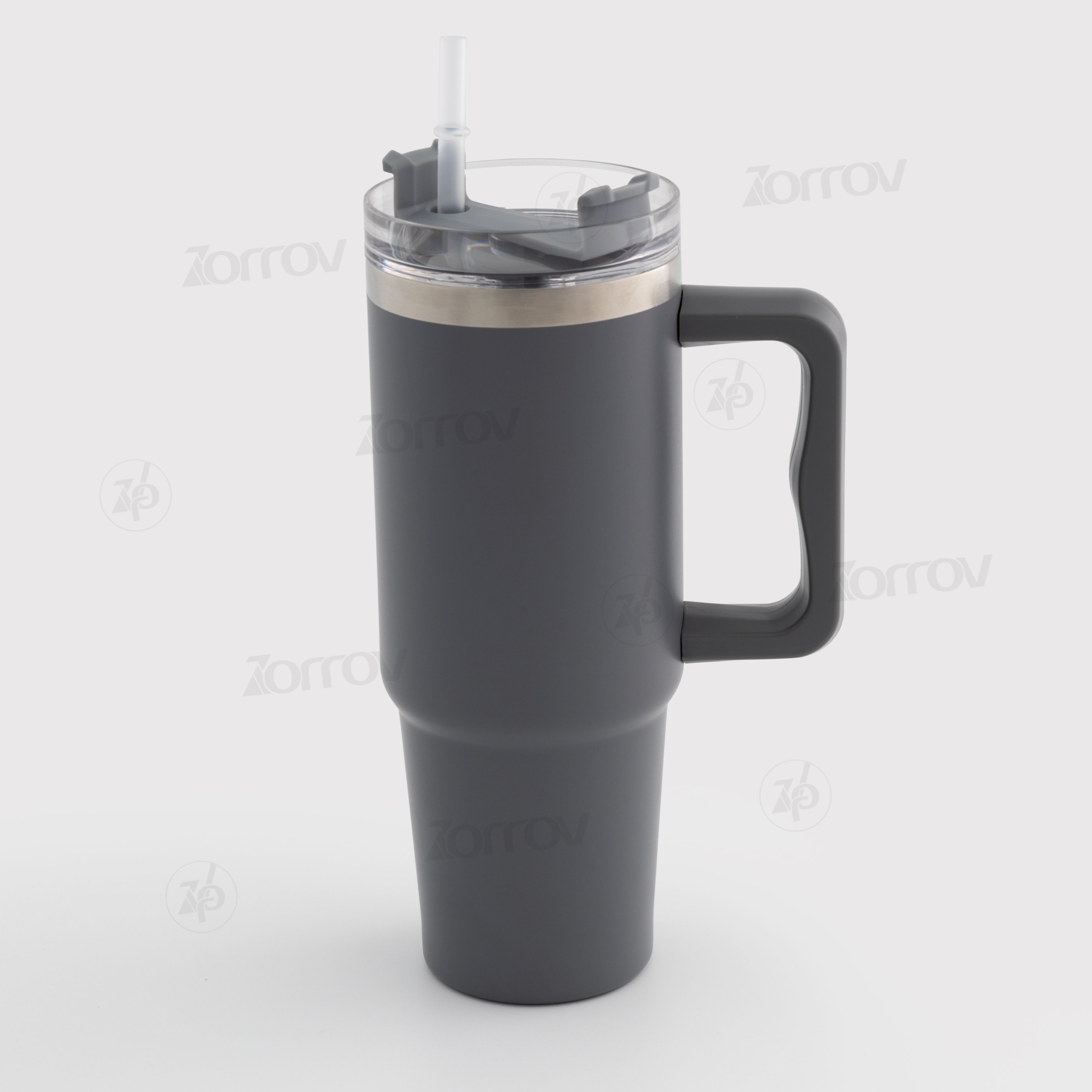 Термочашка сіра з сірою ручкою матова (900 мл) - фото 1 - Термочашки, термоси, фляги