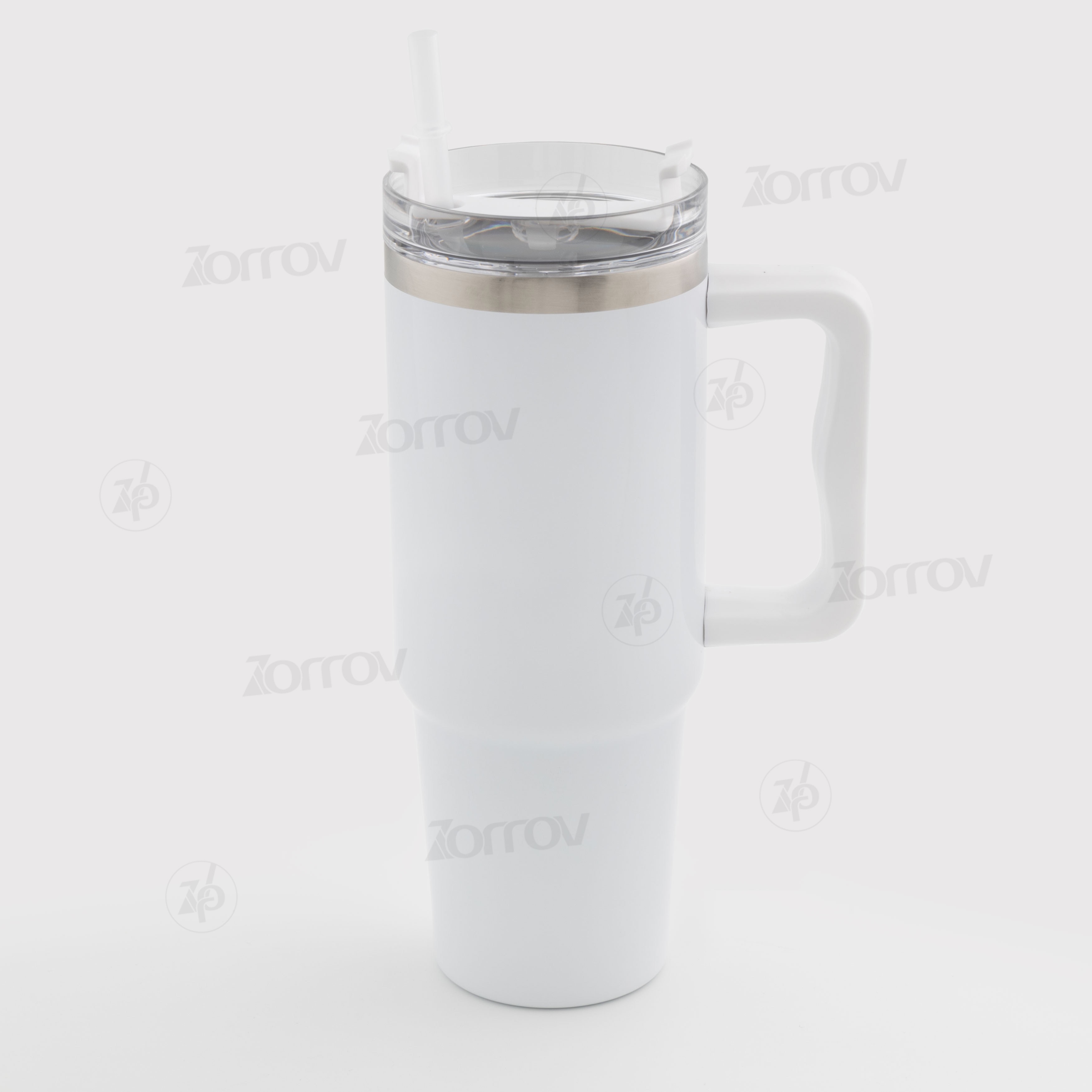 Термочашка біла з прозорою кришкою та білою ручкою (900 мл) - фото 1 - Термочашки, термоси, фляги