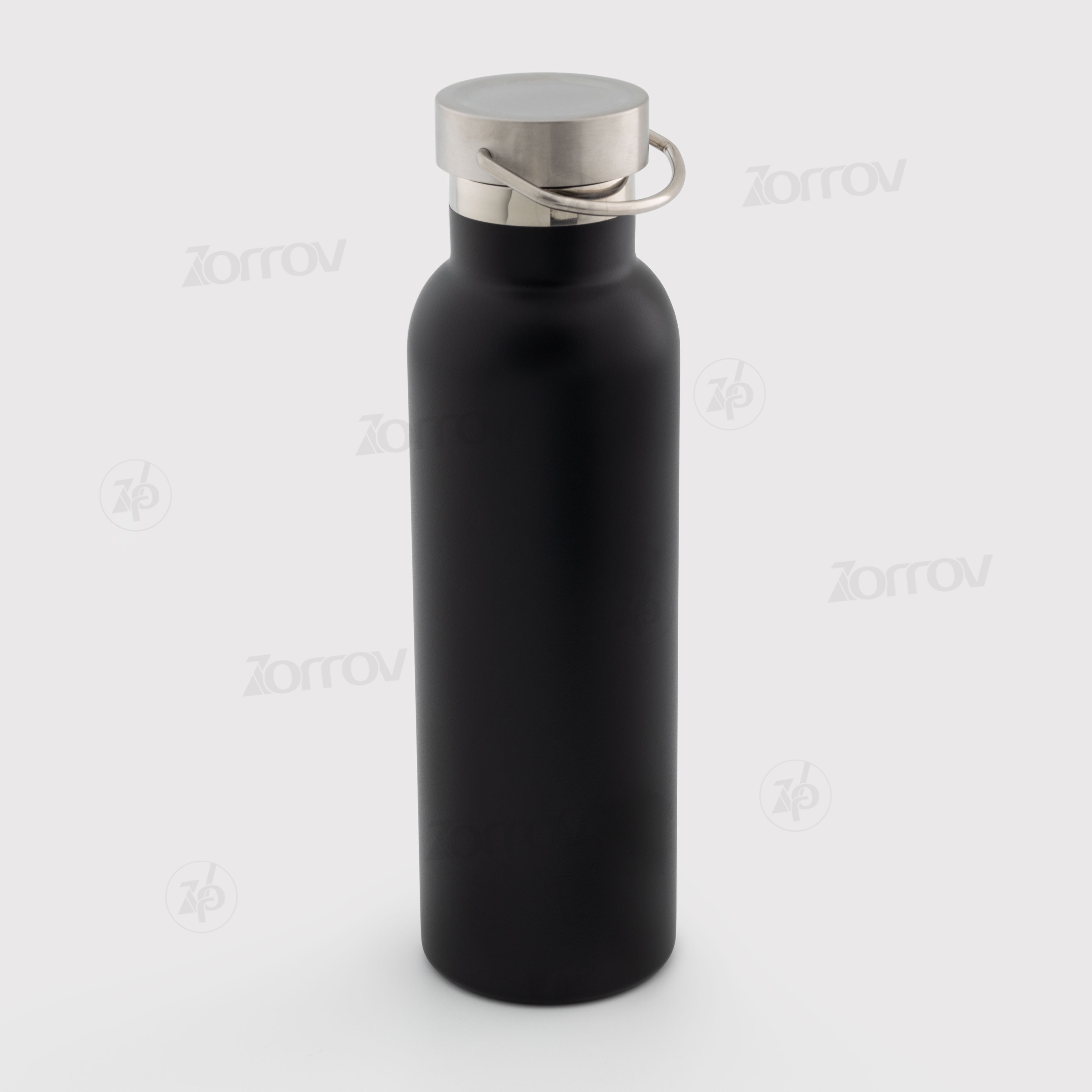 Термопляшка чорна з металевою кришкою і ручкою матова (750 мл) - фото 1 - Термочашки, термоси, фляги