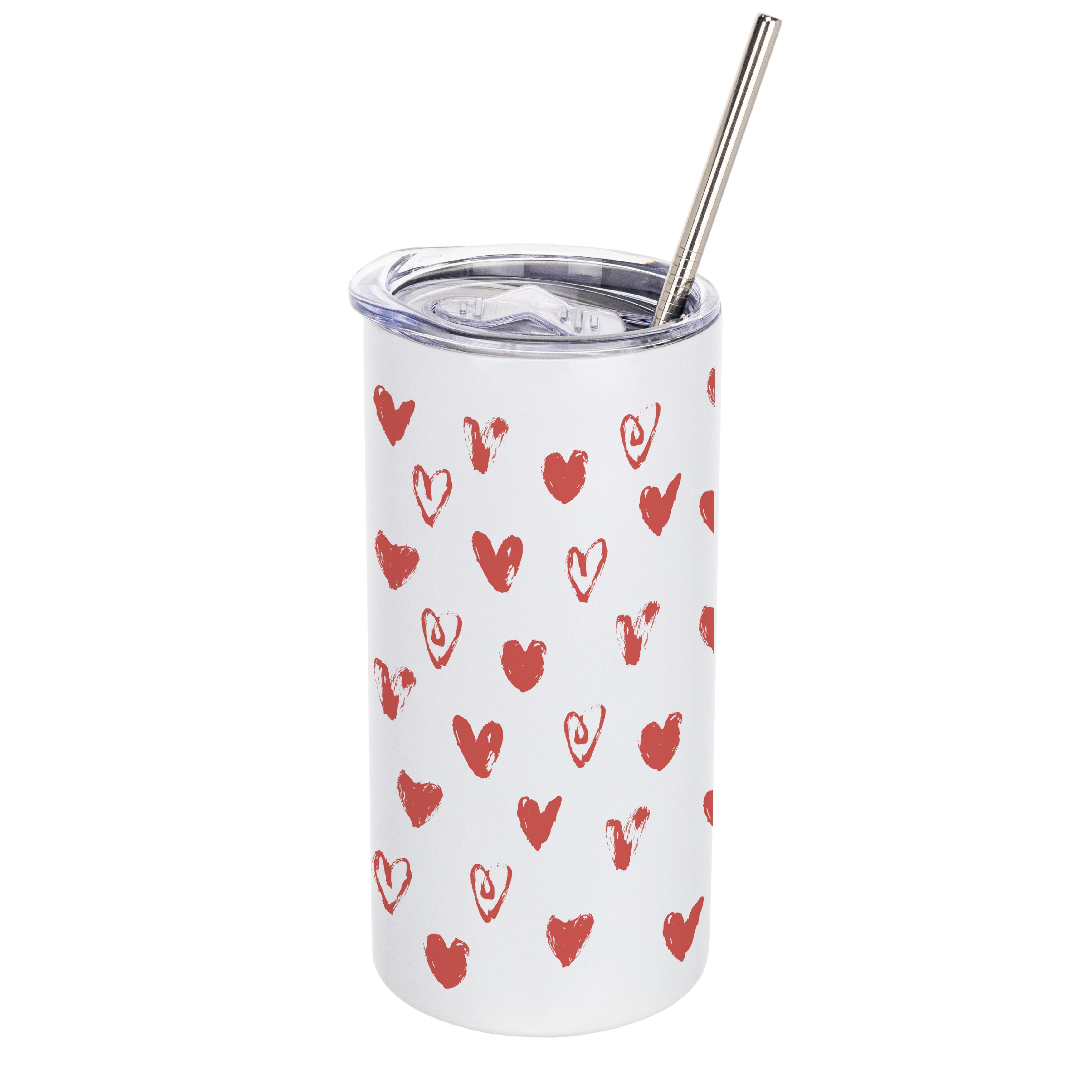 Термочашка "Tumbler" з металевою трубочкою біла (450 мл) Любов у повітрі - фото 1 - Термочашки, термоси, фляги