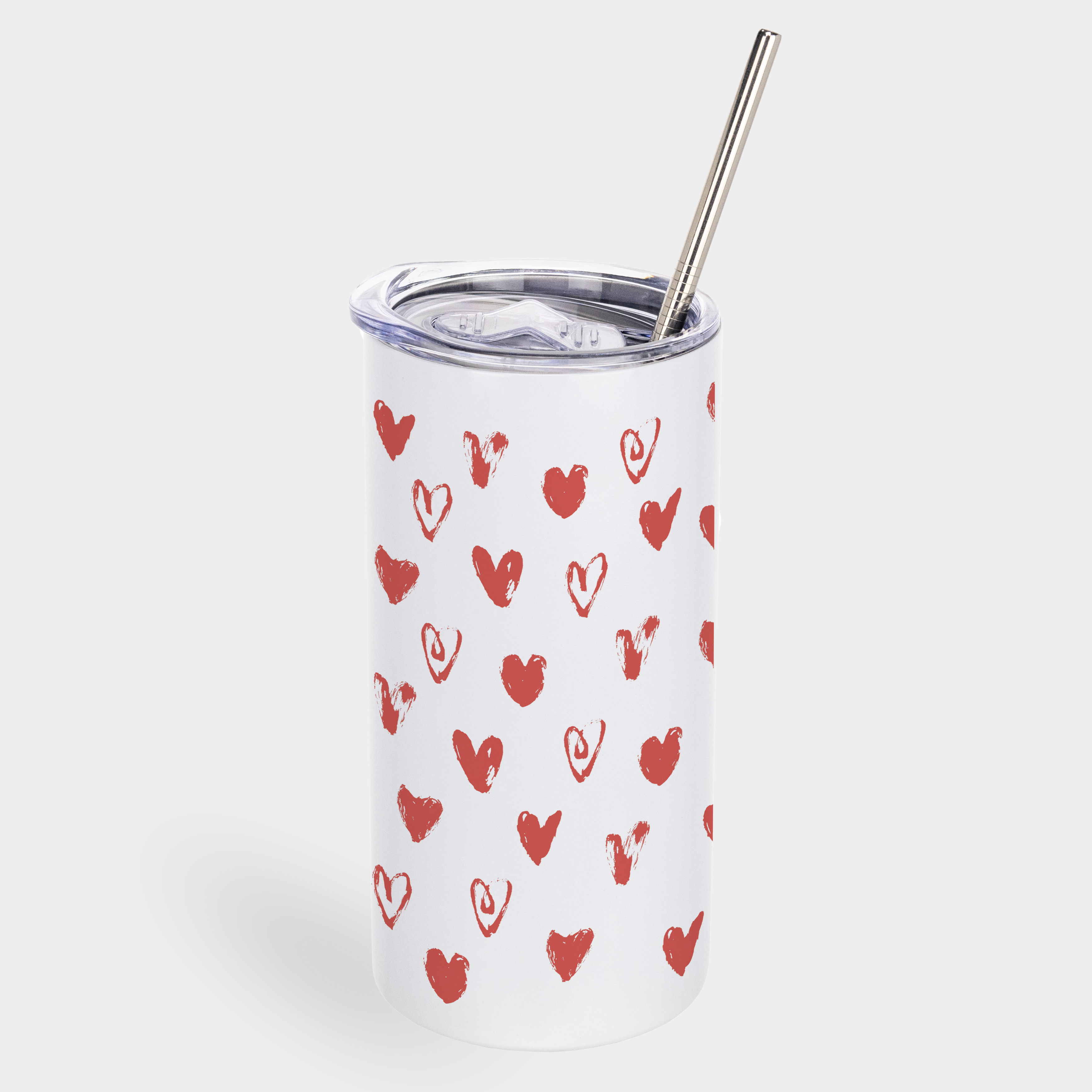 Термочашка "Tumbler" з металевою трубочкою біла (450 мл) Любов у повітрі - фото 1 - Термочашки, термоси, фляги