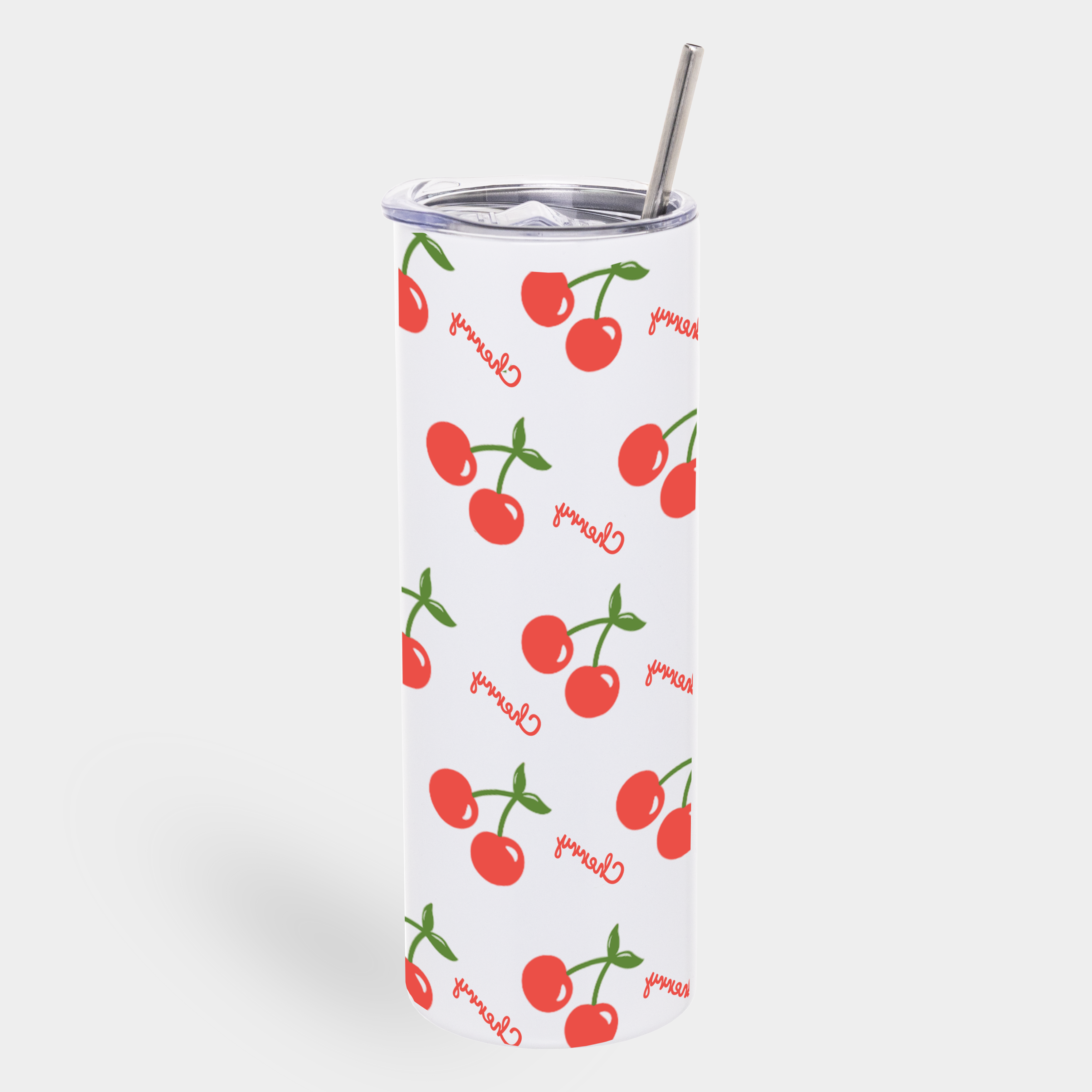 Термокружка "Tumbler" с металлической трубочкой белая (590 мл) Cherry - фото 1 - Термокружки, термосы, фляги