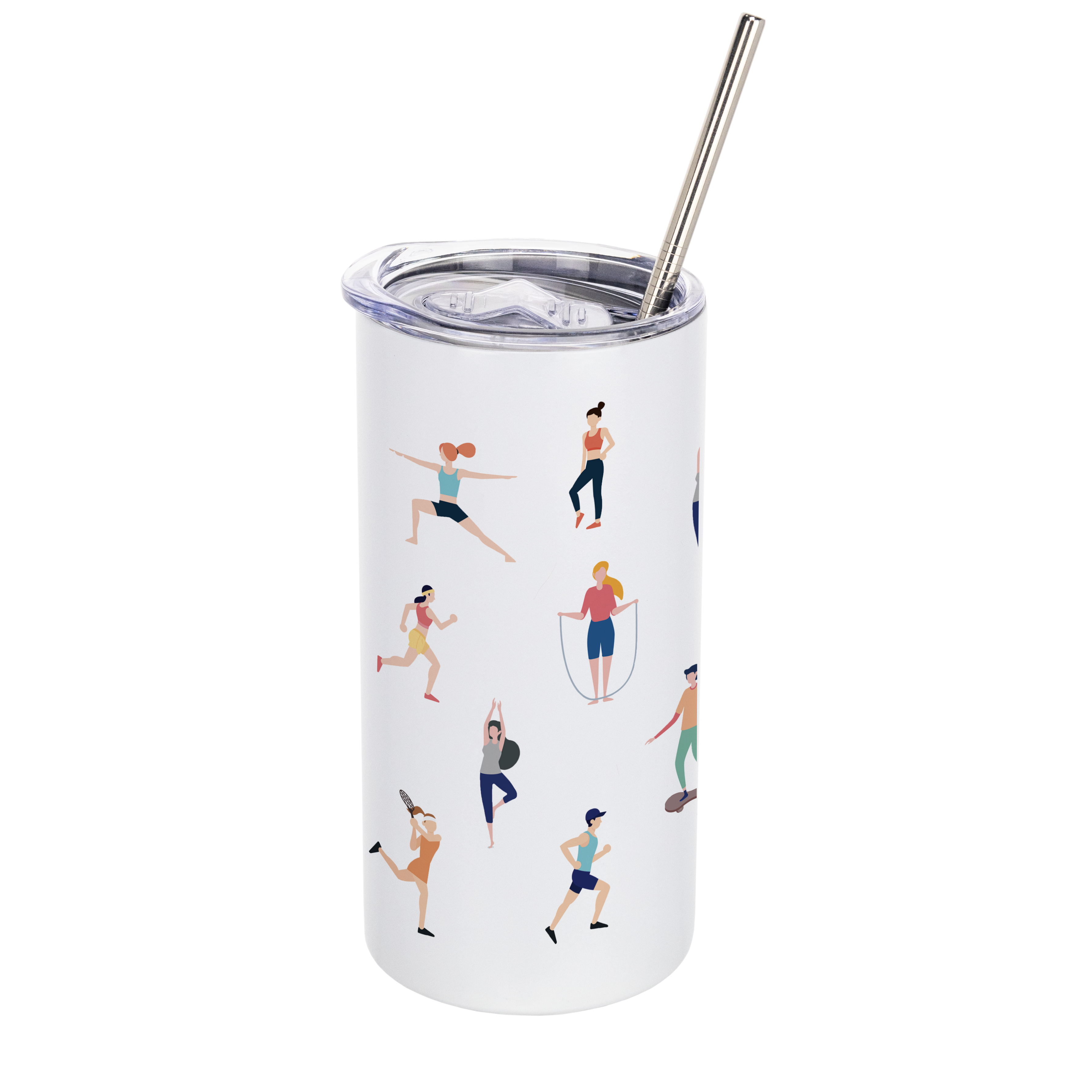 Термокружка "Tumbler" с металлической трубочкой белая (450 мл) Будь в форме - фото 1 - Термокружки, термосы, фляги