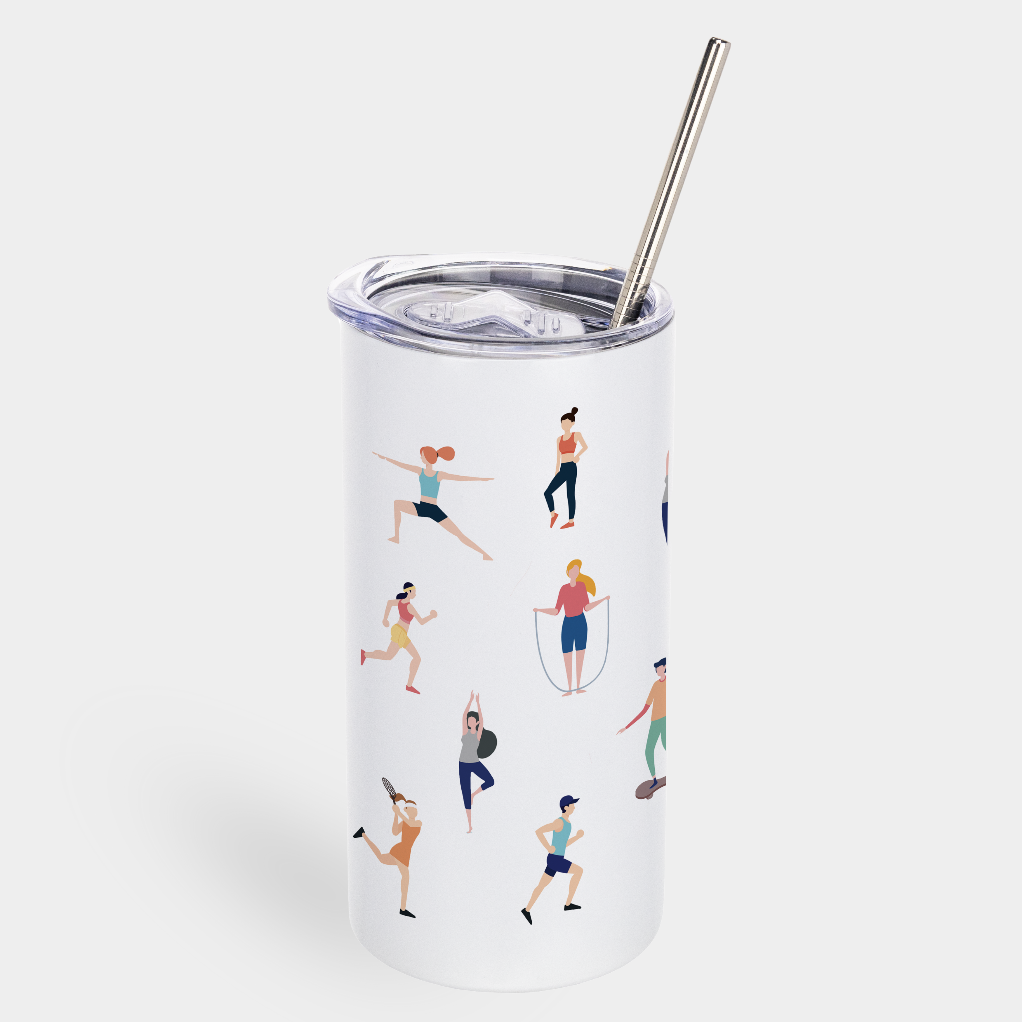 Термочашка "Tumbler" з металевою трубочкою біла (450 мл) Будь у формі - фото 1 - Термочашки, термоси, фляги