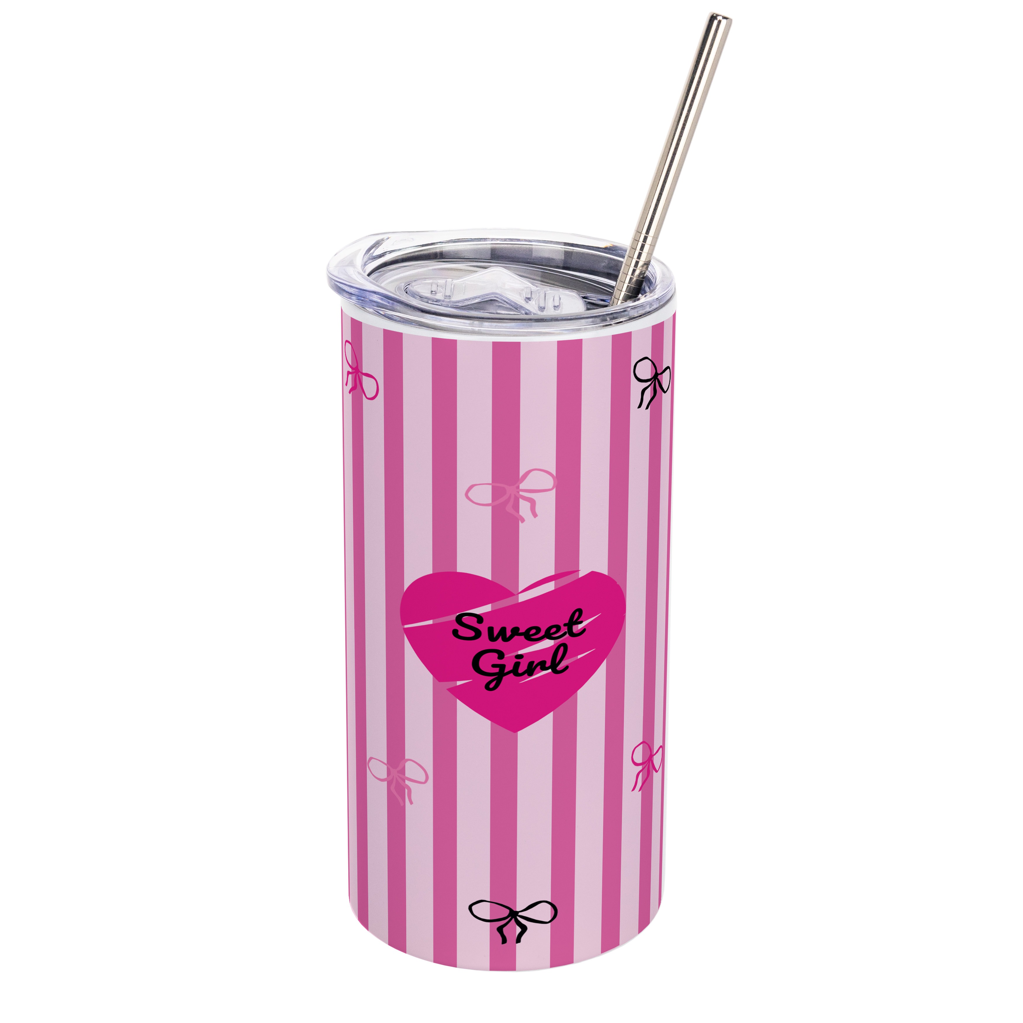Термокружка "Tumbler" с металлической трубочкой белая (450 мл) Sweet girl - фото 1 - Термокружки, термосы, фляги