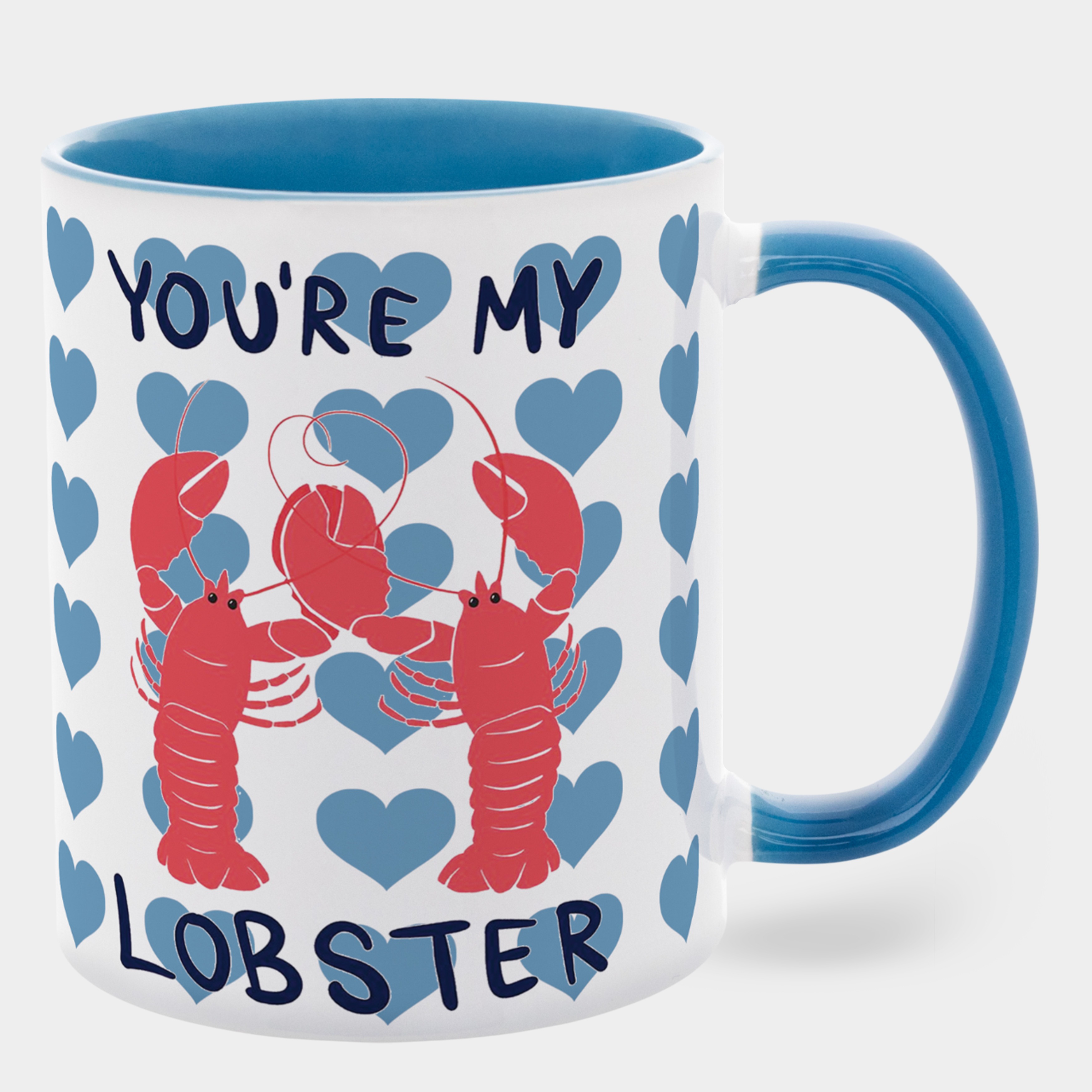 Чашка з блакитною ручкою, блакитна всередині (330 мл) My lobster - фото 1 - Чашки