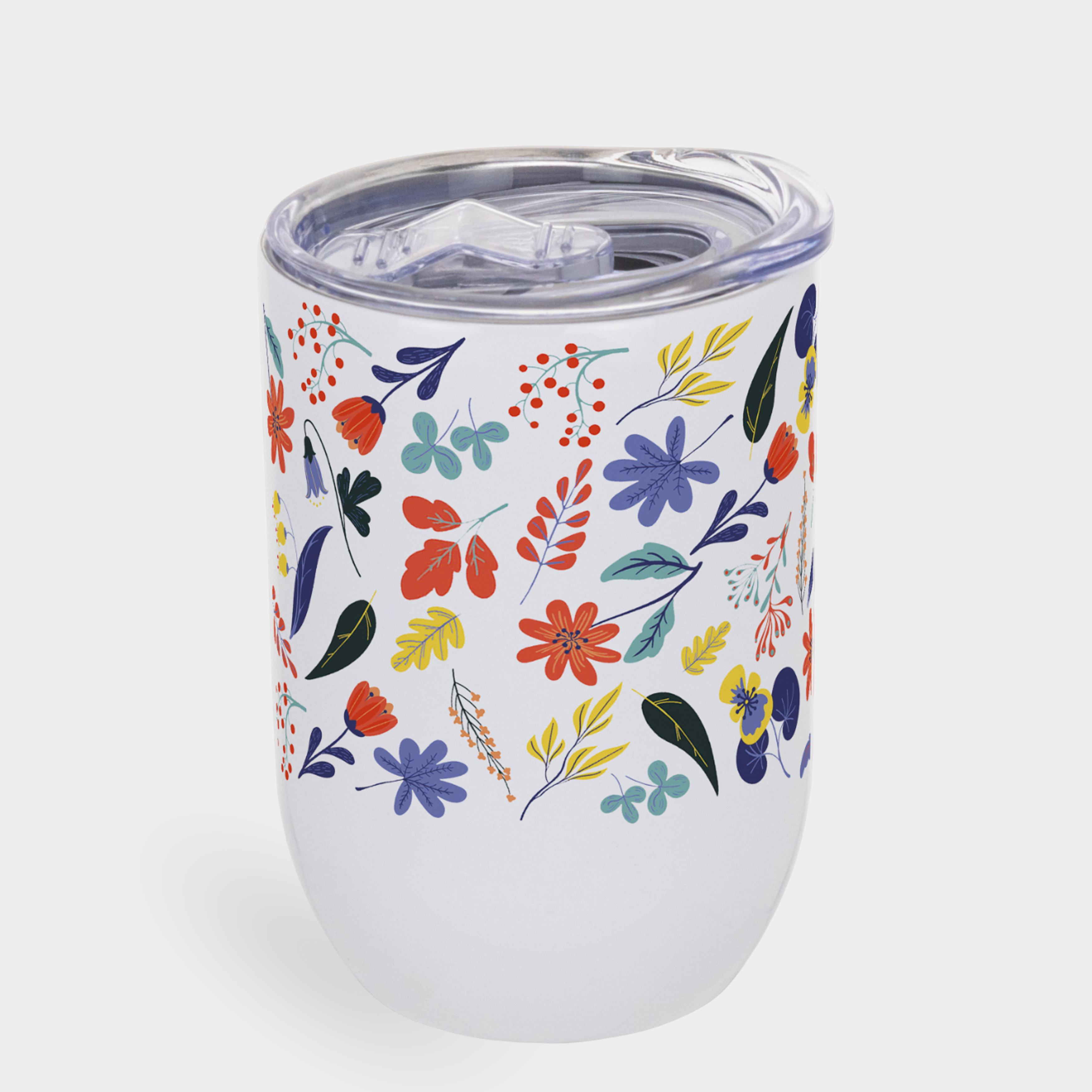 Термостакан металевий білий (350 мл) Квітковий рай - фото 1 - Термочашки, термоси, фляги