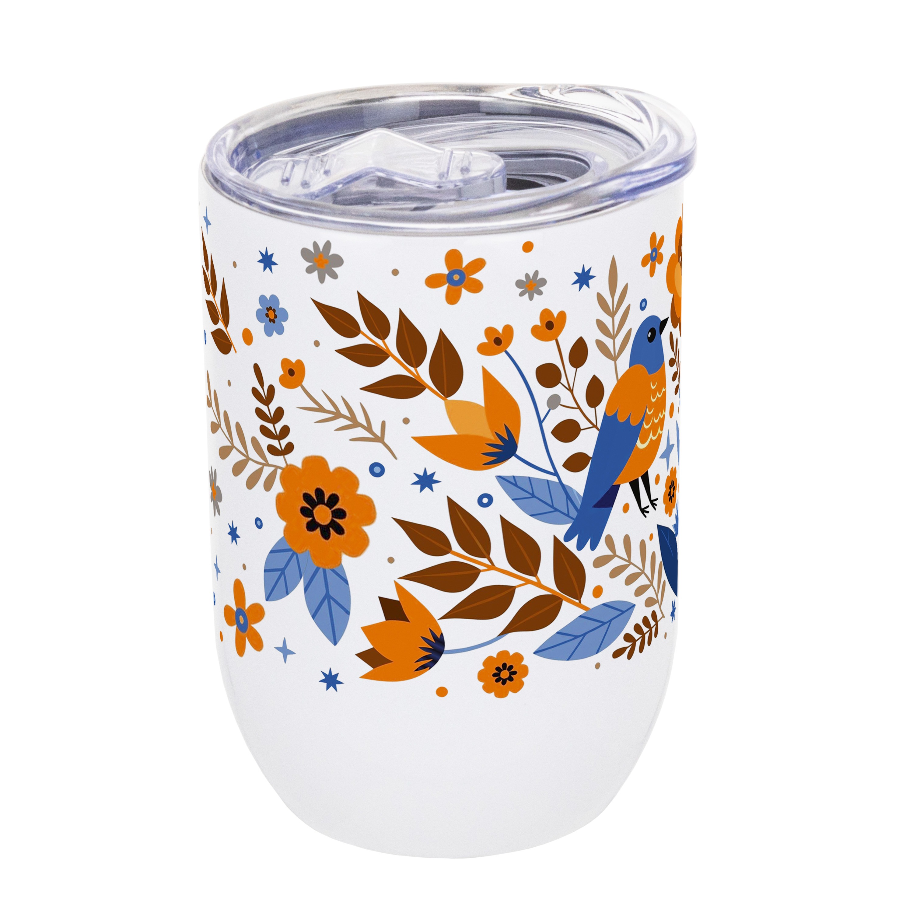 Термостакан металлический белый (350 мл) Мелодия весны - фото 1 - Термокружки, термосы, фляги