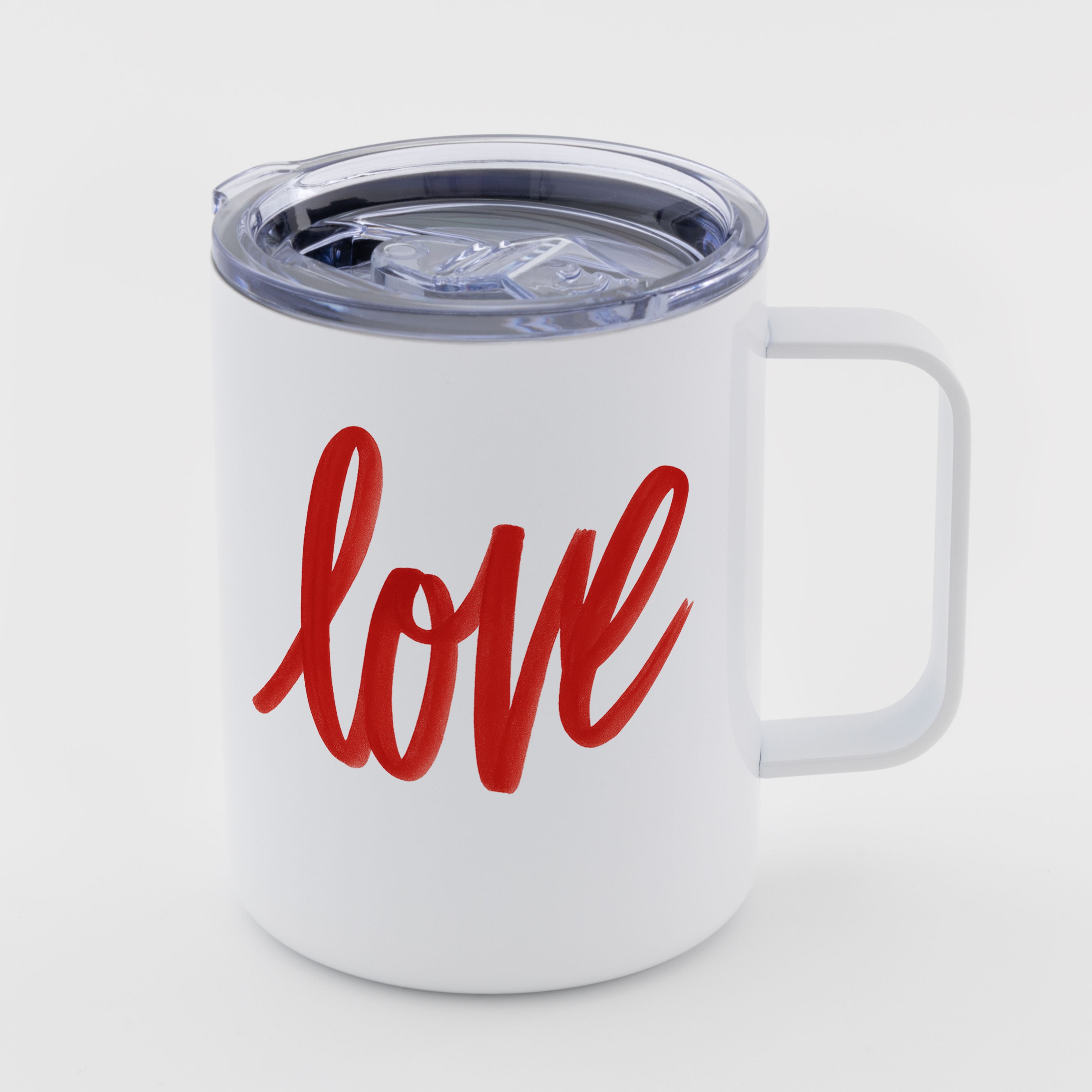 Термокружка металлическая "Yeti" белая с ручкой (350 мл) Love - фото 1 - Термокружки, термосы, фляги