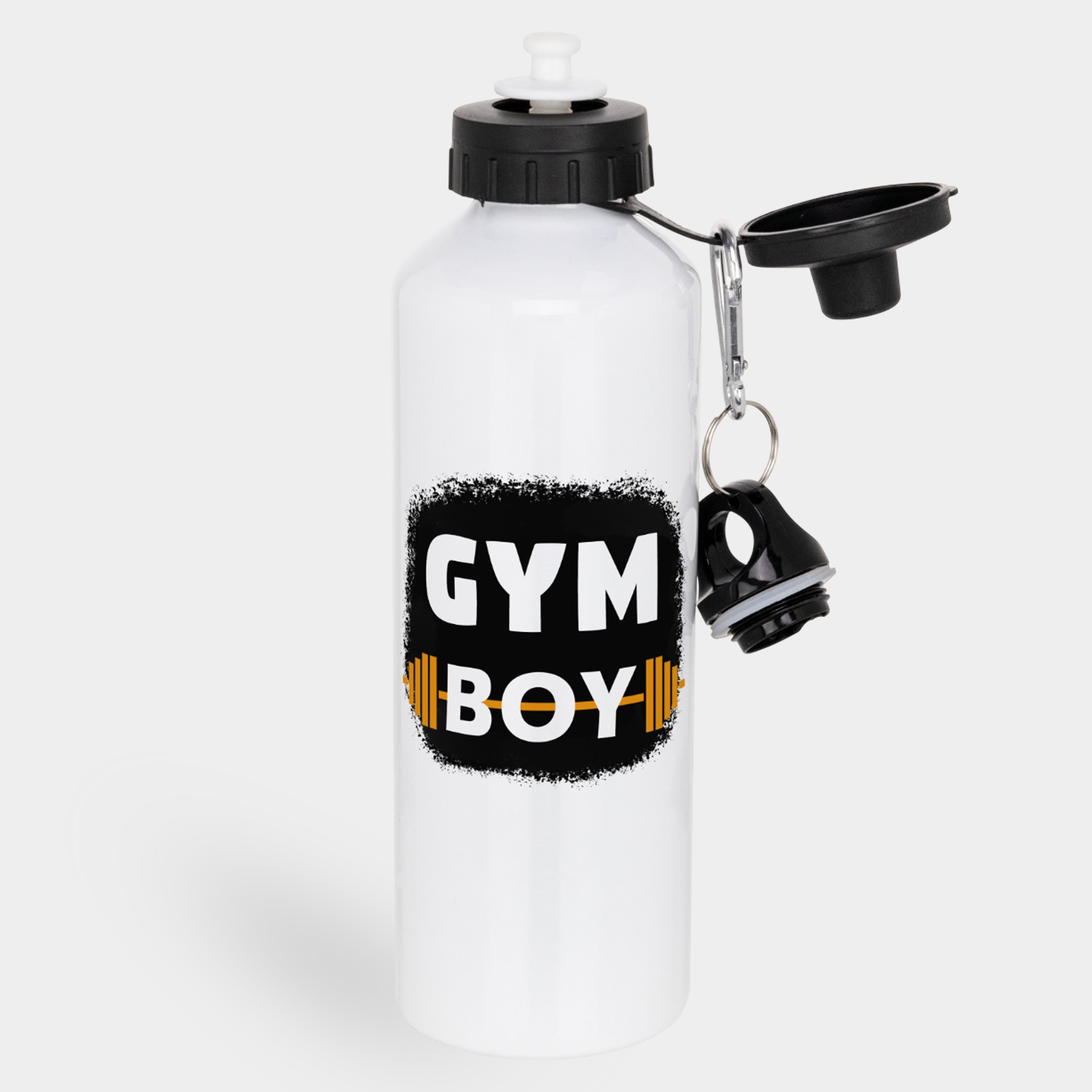 Фляга спортивная с двумя крышками белая (750 мл) Gym Boy - фото 1 - Термокружки, термосы, фляги