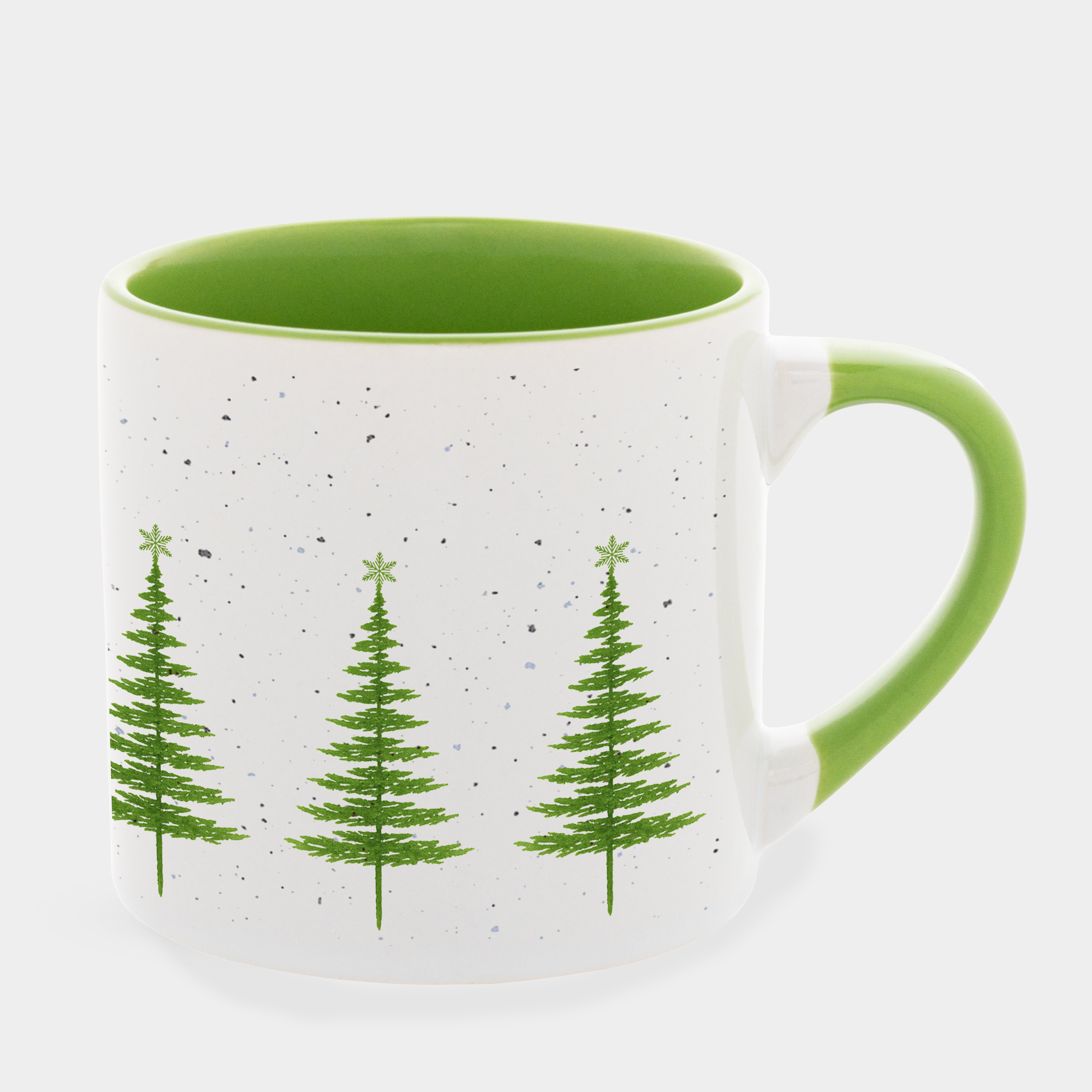 Чашка з салатовою ручкою, салатова всередині (180 мл) Зимовий ліс - фото 1 - Чашки