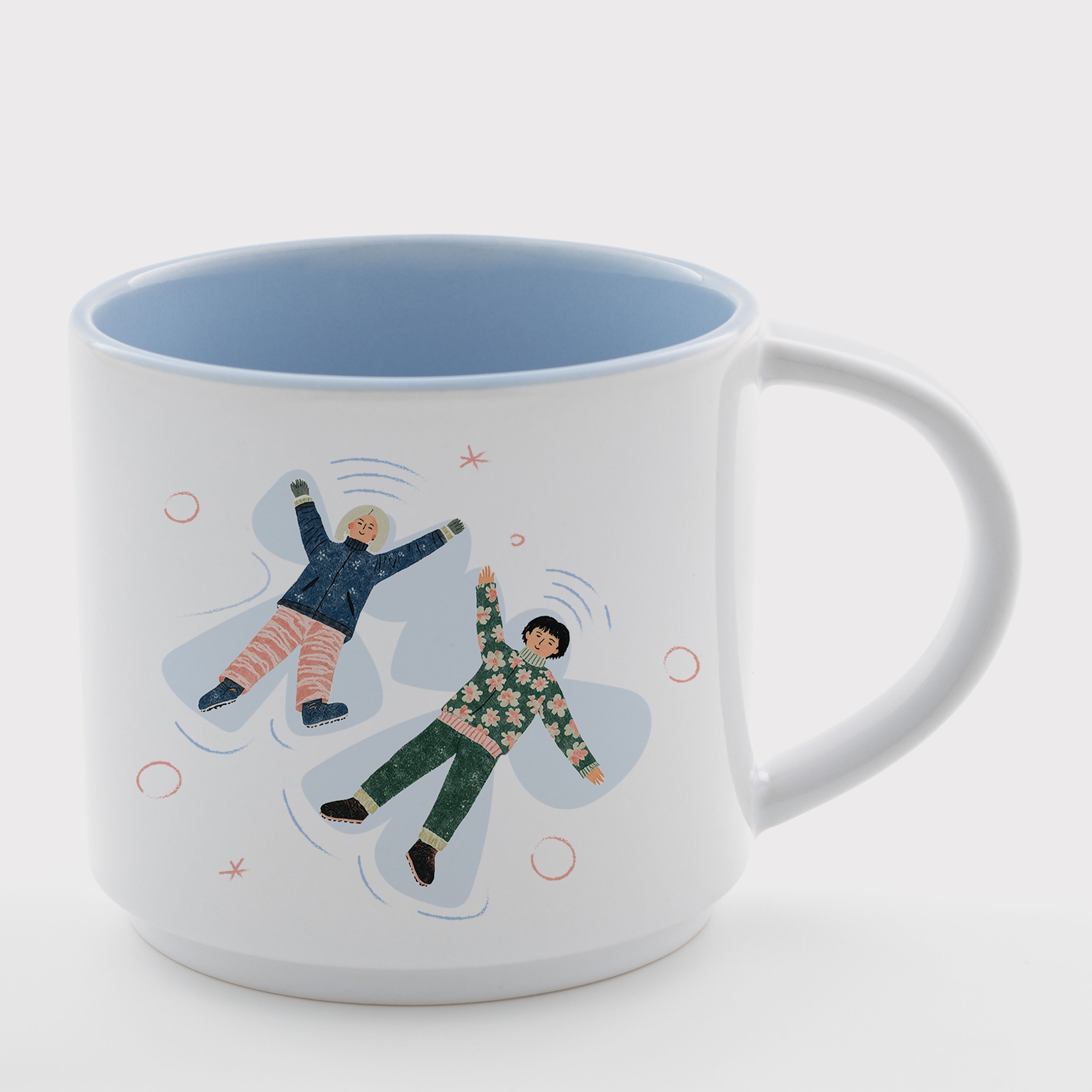 Чашка блакитна всередині (450 мл) Зимові ангелики - фото 1 - Чашки