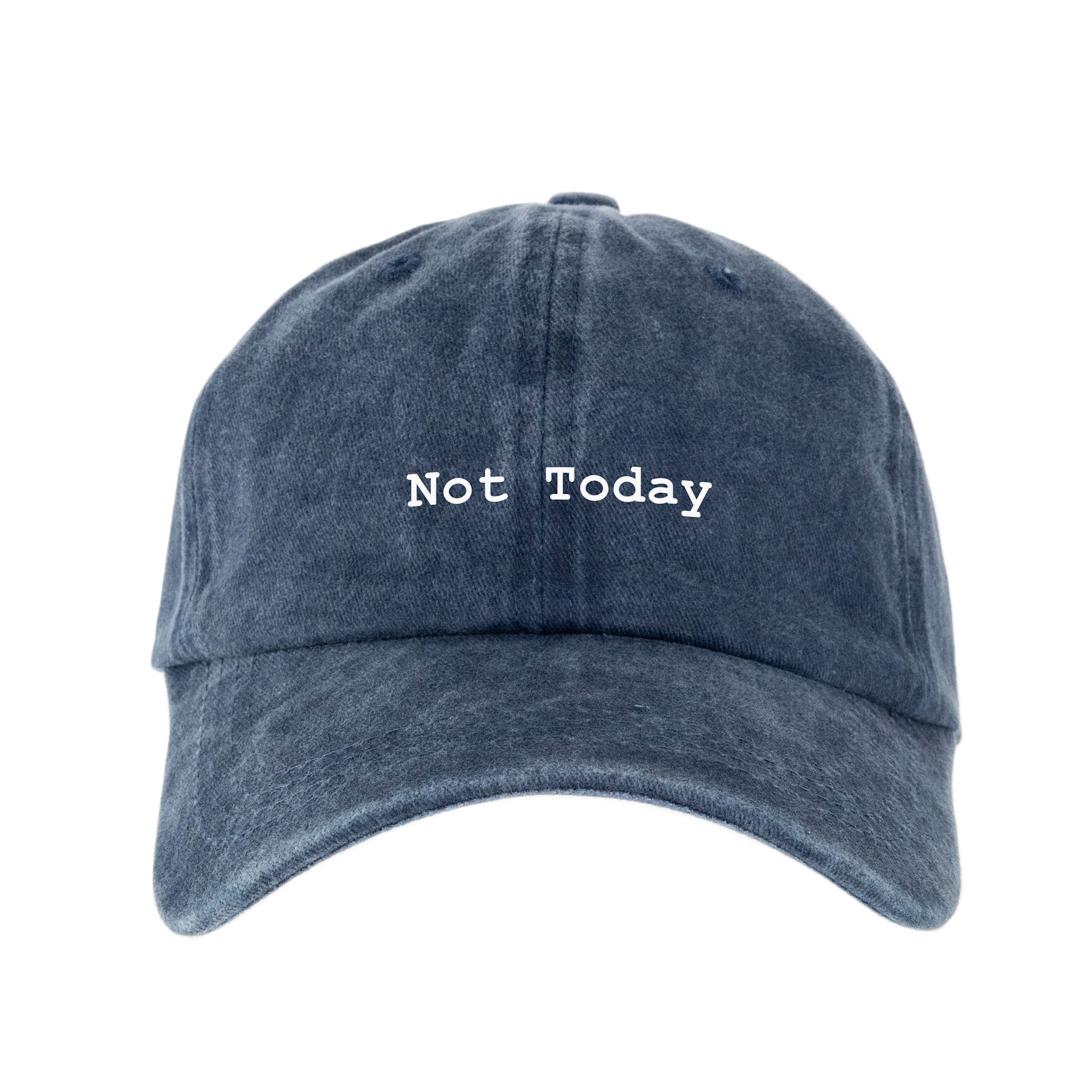 Кепка шестиклинка хлопок Vintage потертая темно-синяя Not Today - фото 1 - Кепки, панамы