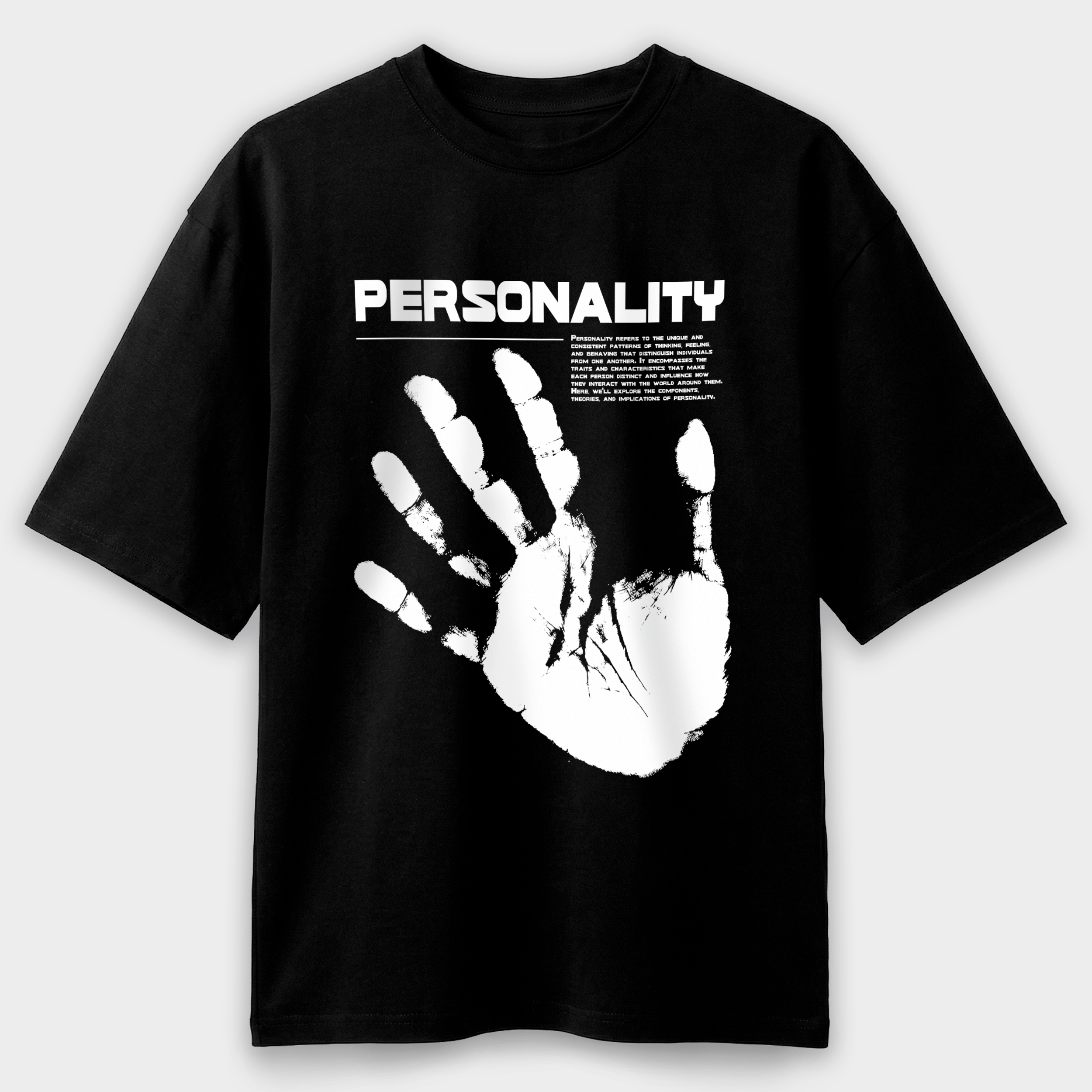 Футболка чоловіча чорна Premium Oversize бавовна А3 розміру PERSONALITY S-M - фото 1 - Футболки