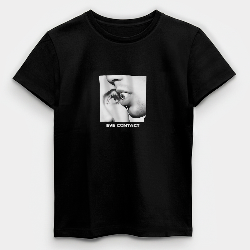 Футболка жіноча напівприталена чорна бавовна / еластан А4 розміру Eye Contact XS - фото 1 - Футболки