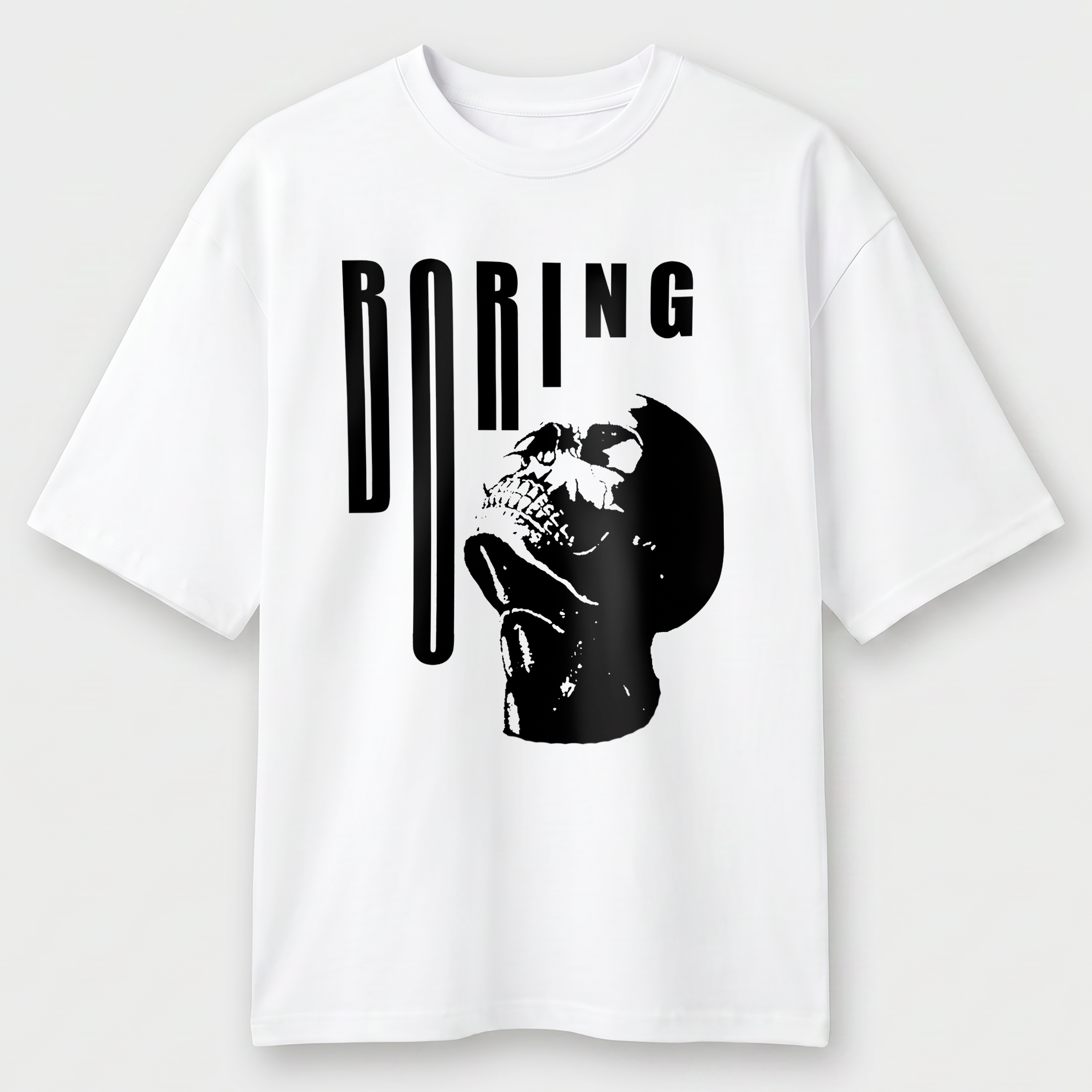 Футболка чоловіча біла Premium Oversize бавовна А3 розміру Dead Boring S-M - фото 1 - Футболки