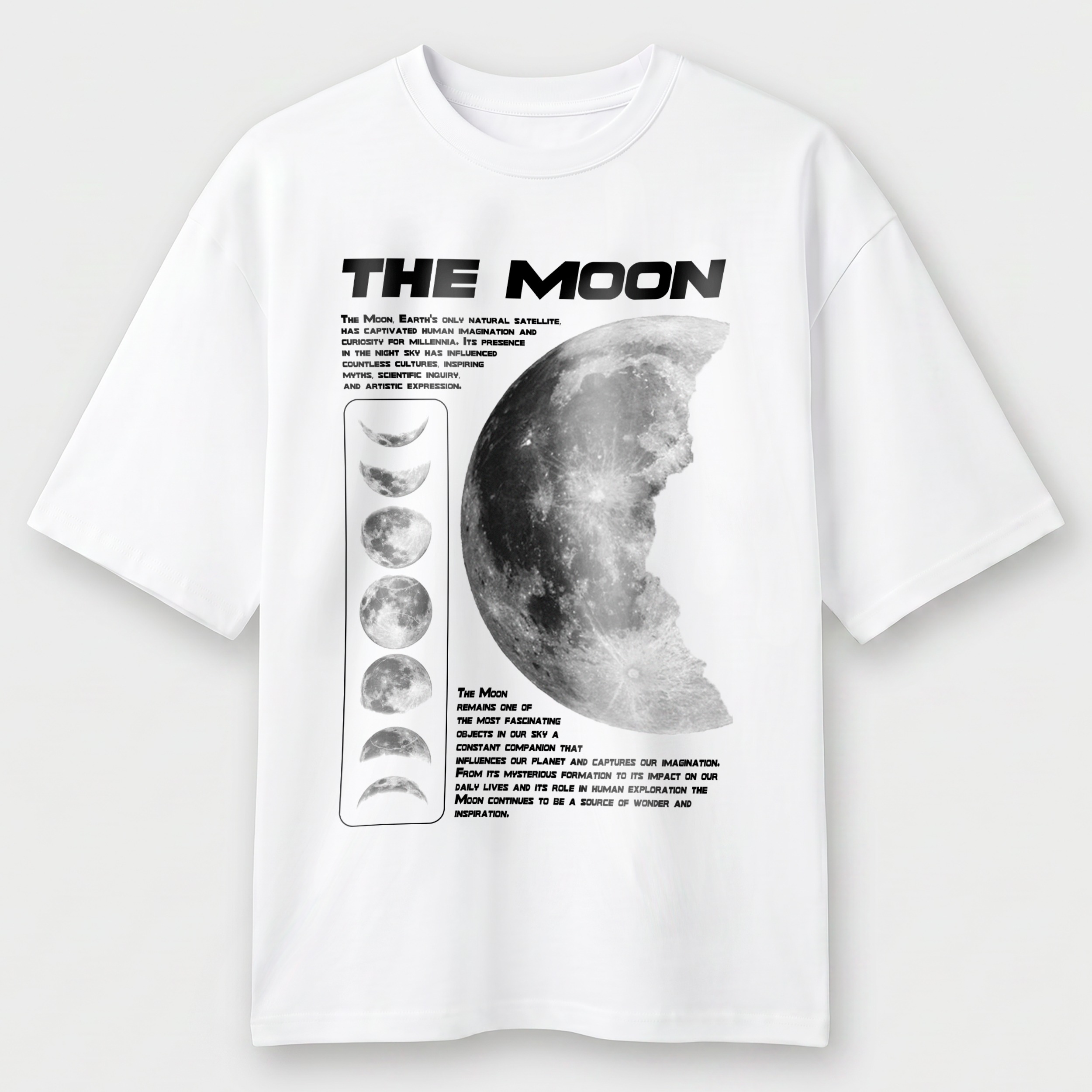 Футболка чоловіча біла Premium Oversize бавовна А3 розміру The Moon S-M - фото 1 - Футболки