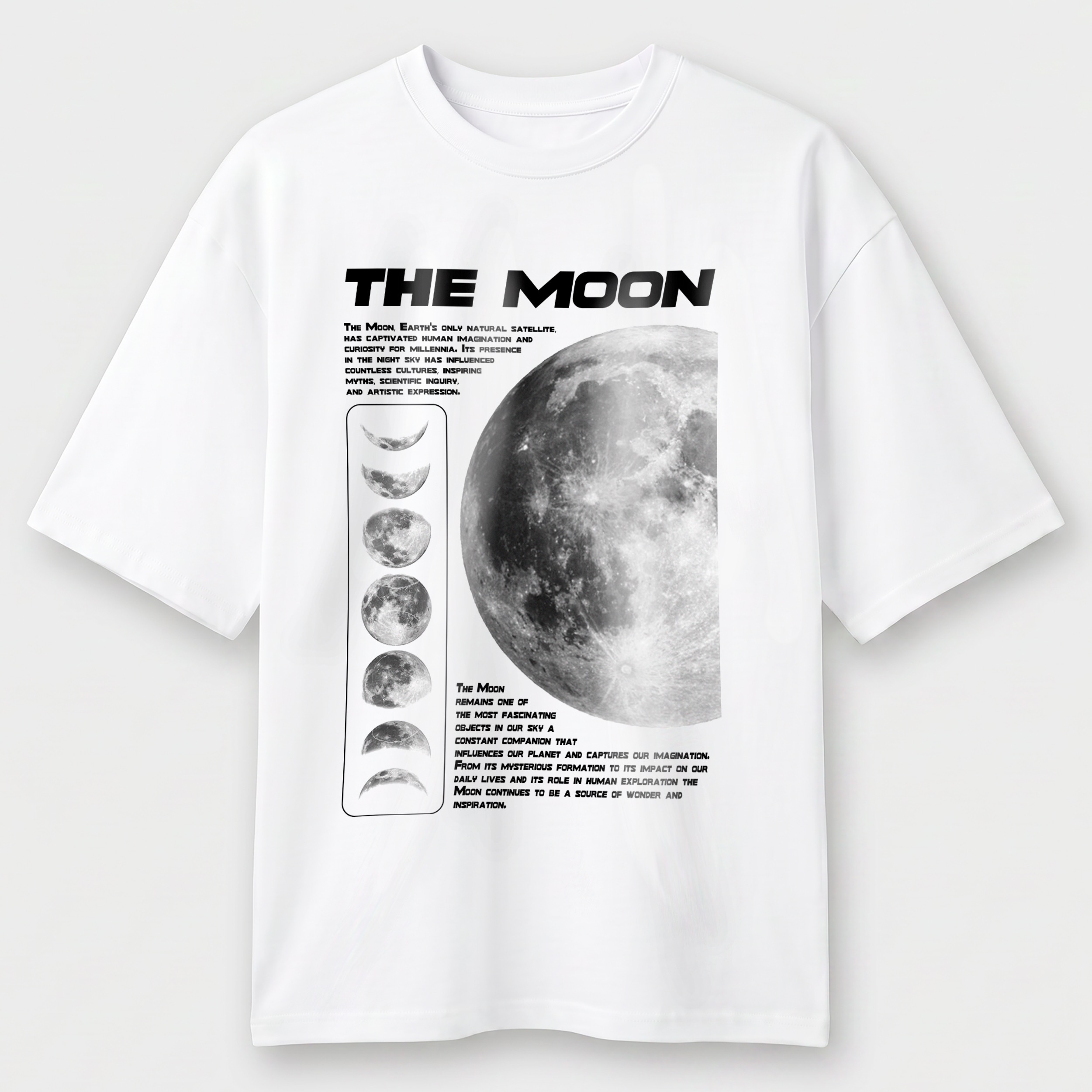 Футболка мужская белая Premium Oversize хлопок А3 размера The Moon L-XL - фото 1 - Футболки