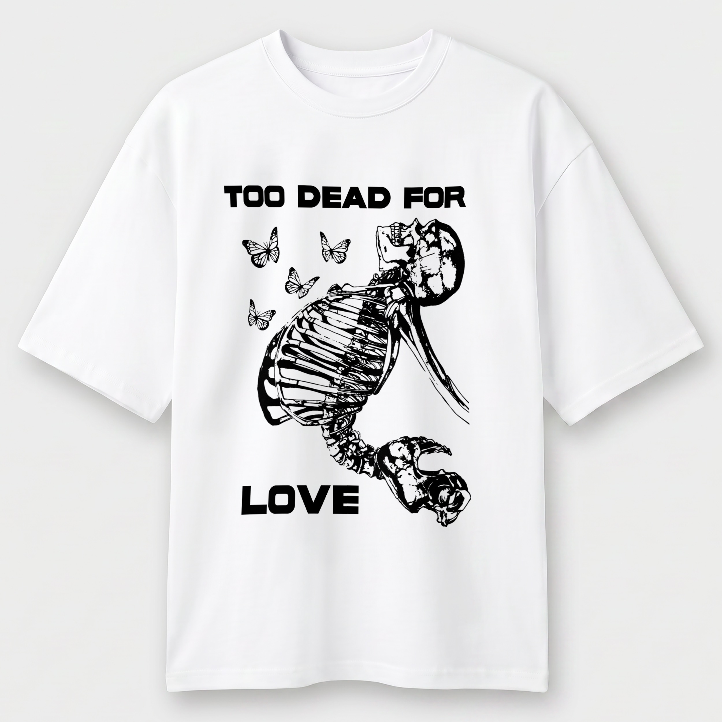 Футболка чоловіча біла Premium Oversize бавовна А3 розміру To Dead For Love S-M - фото 1 - Футболки