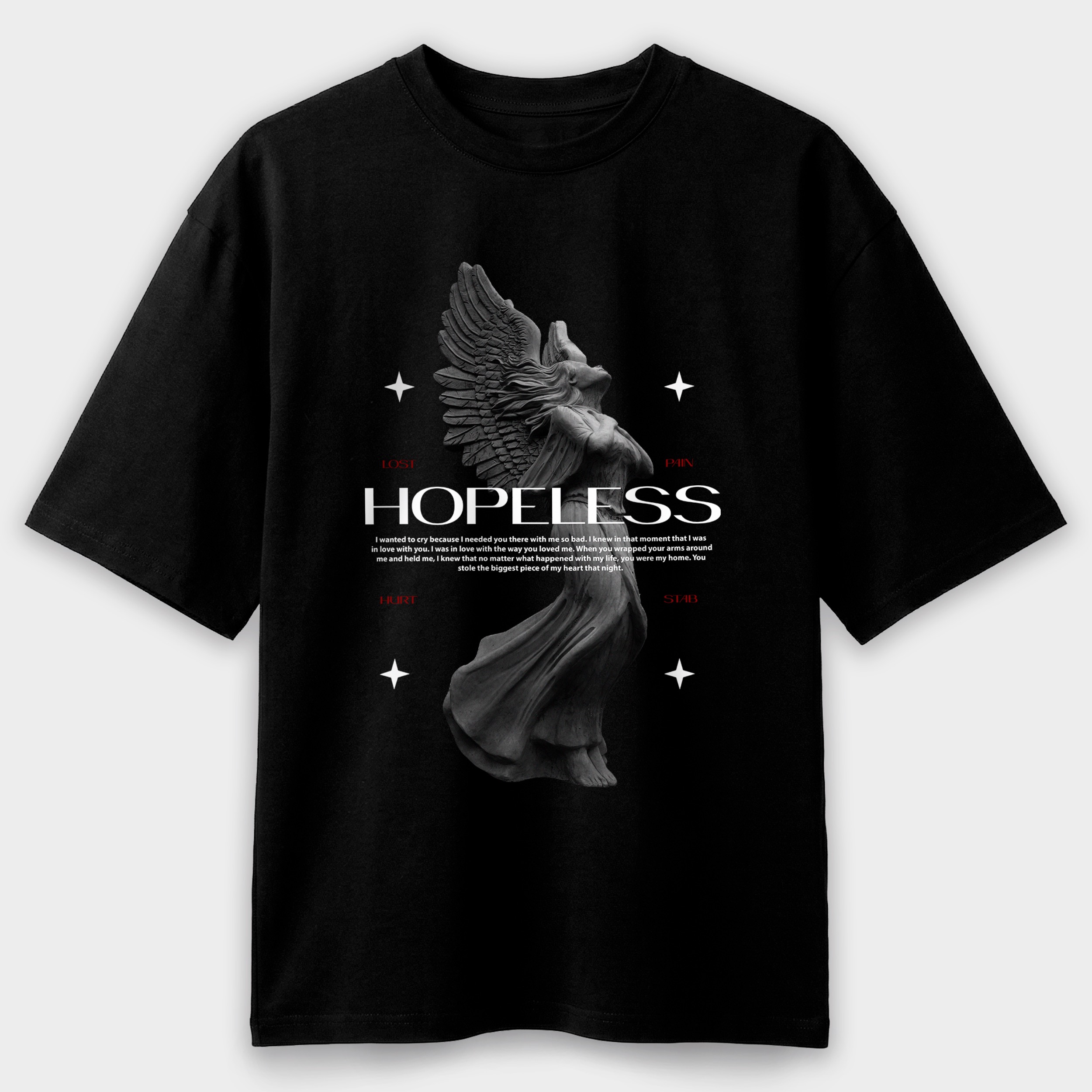 Футболка жіноча жіноча чорна Premium Oversize бавовна А3 розміру Hopeless M-L - фото 1 - Футболки