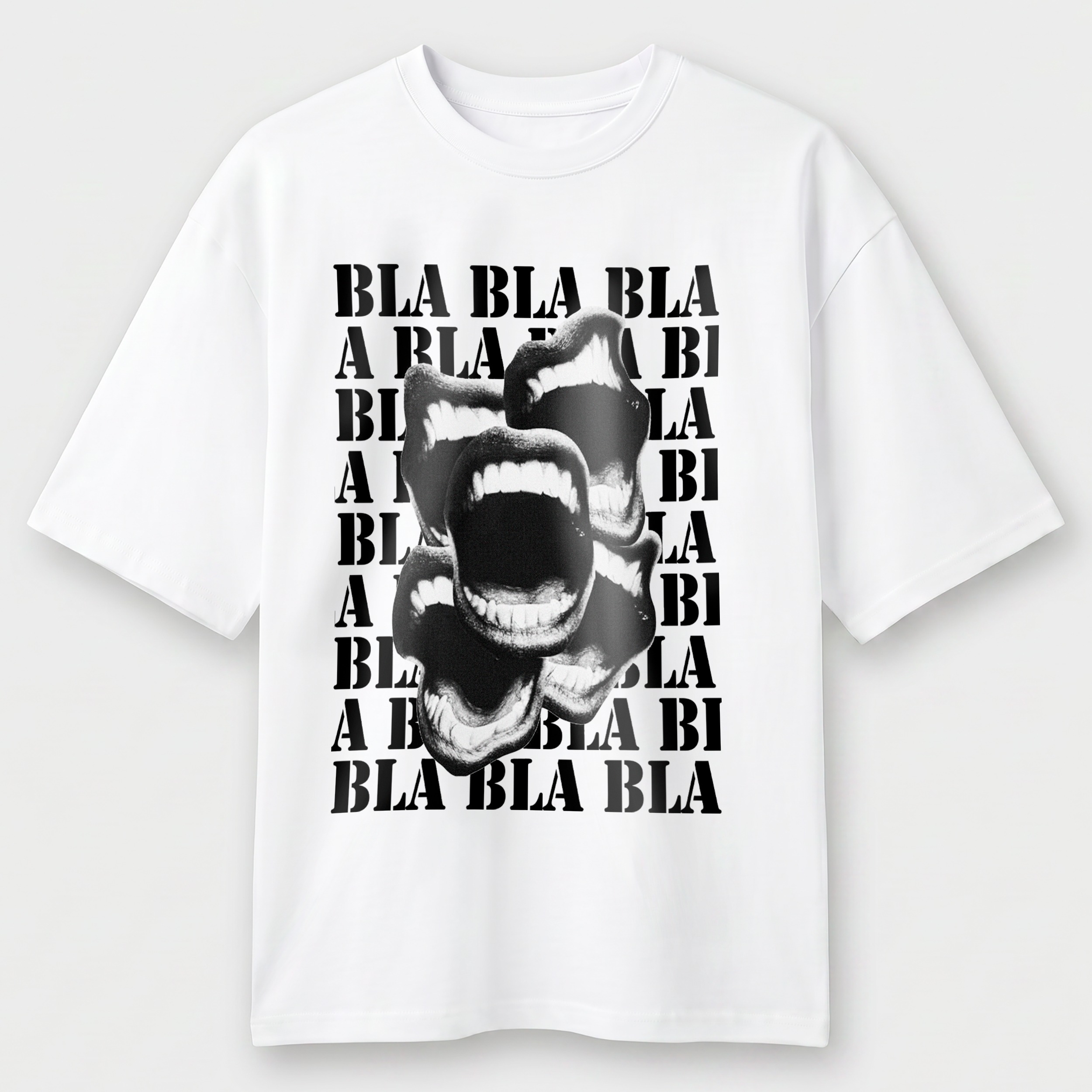 Футболка женская женская белая Premium Oversize хлопок А3 размера BLA BLA CHAOS M-L - фото 1 - Футболки