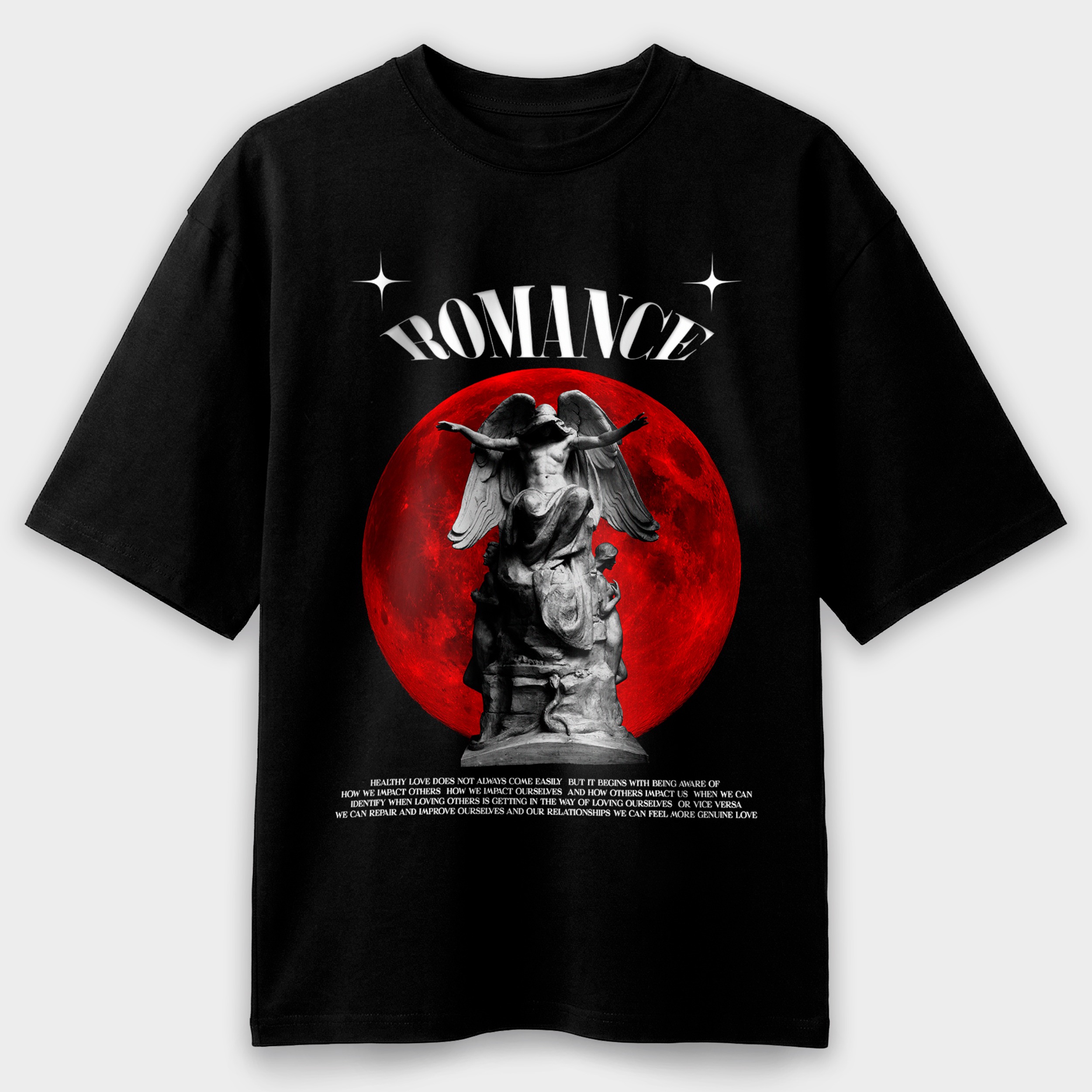 Футболка жіноча чорна Premium Oversize бавовна Dark Romance M-L - фото 1 - Футболки